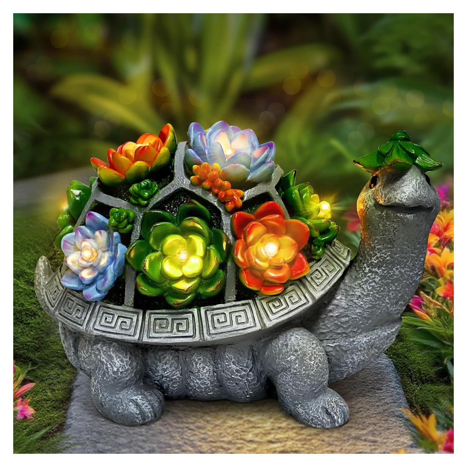 Tortuga Solar de Jardín Grande VMANYFIRE 28.2x18.3cm Gris