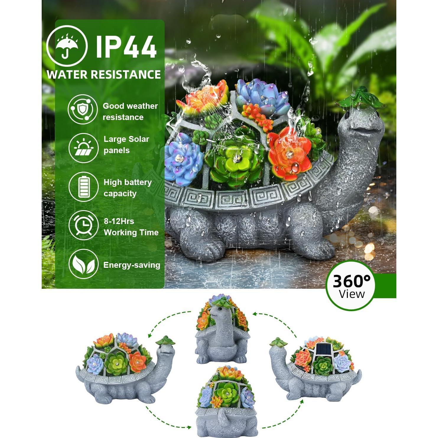 Tortuga Solar de Jardín Grande VMANYFIRE 28.2x18.3cm Gris