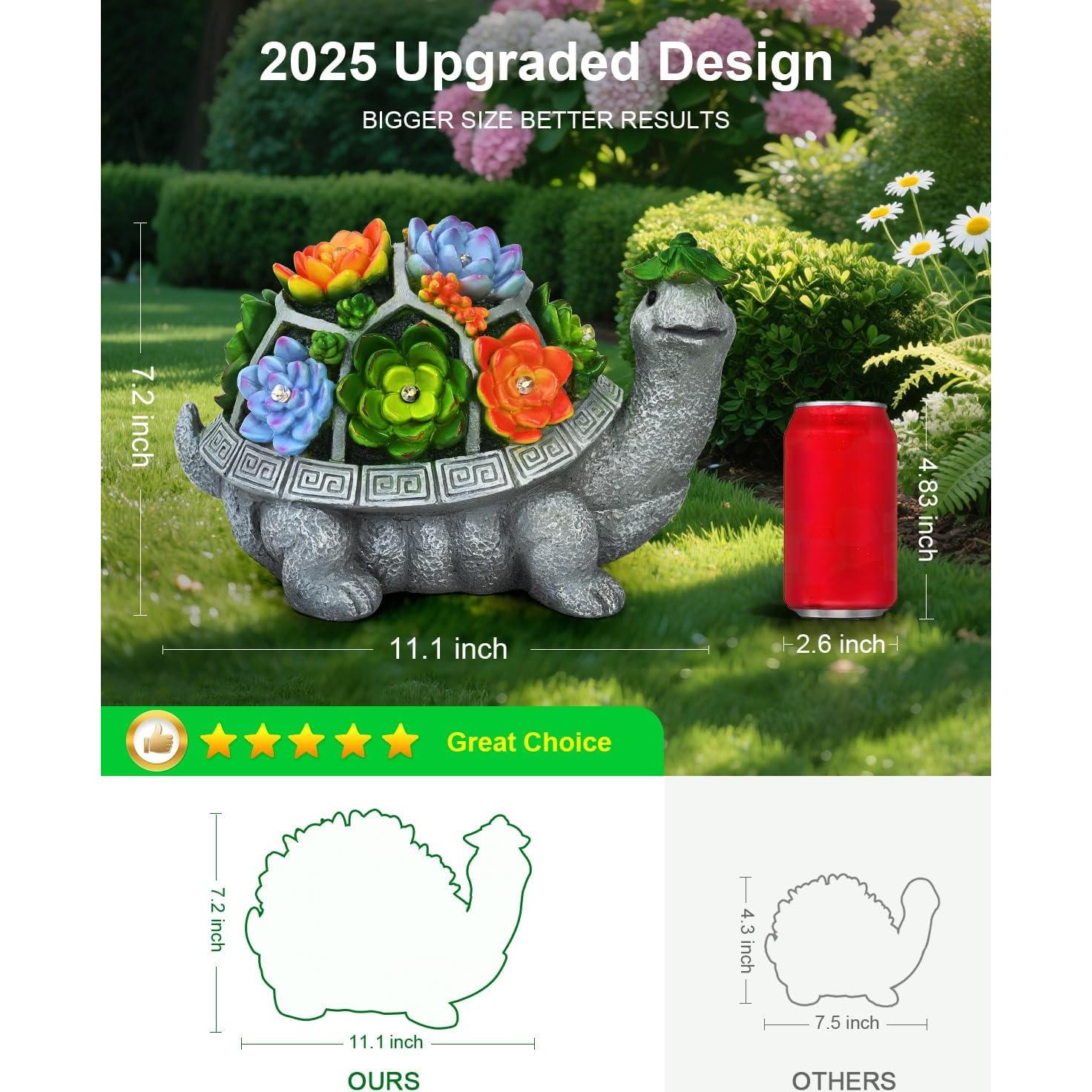 Tortuga Solar de Jardín Grande VMANYFIRE 28.2x18.3cm Gris