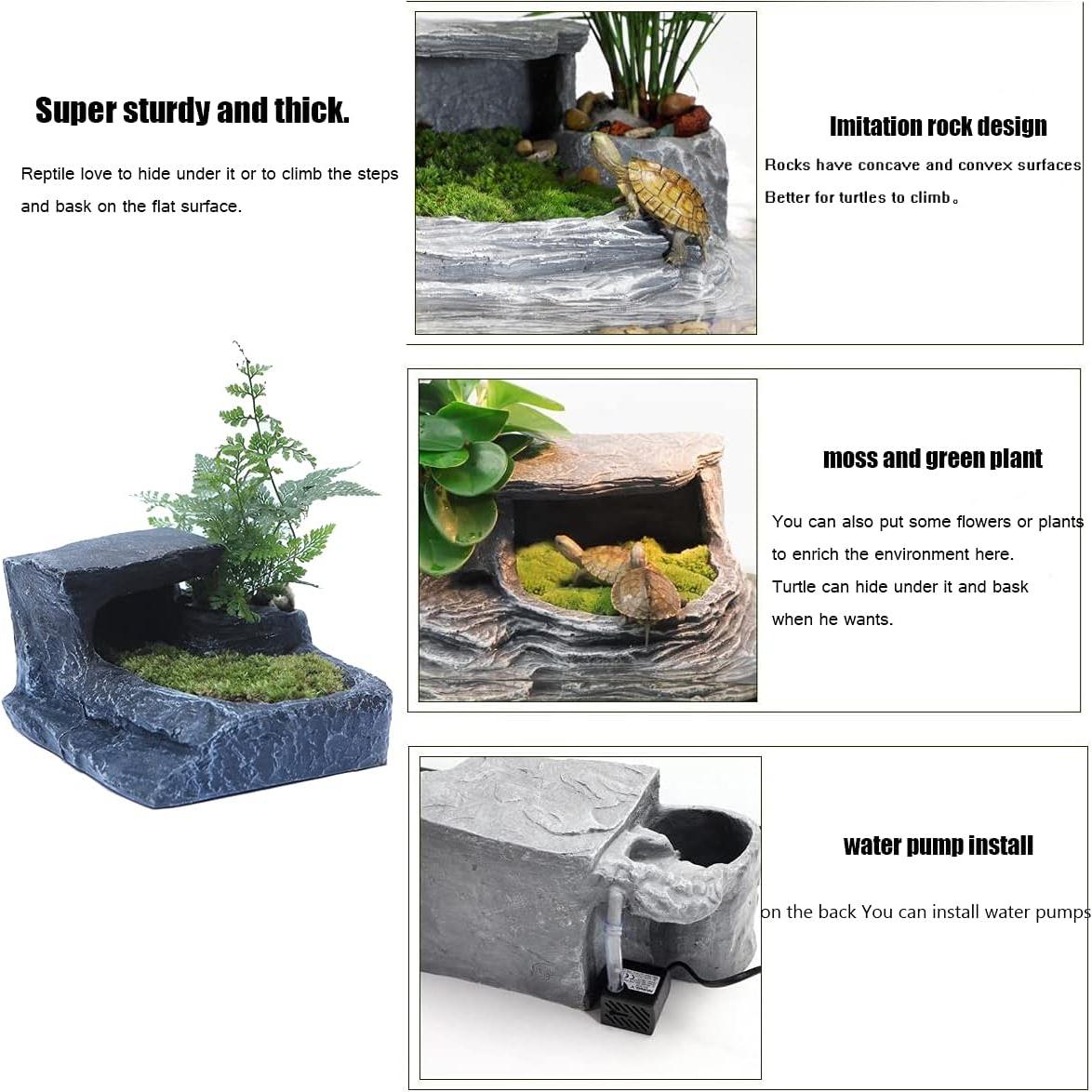 Plataforma de Sol para Tortugas Tfwadmx - Resina Natural 21x16.5cm