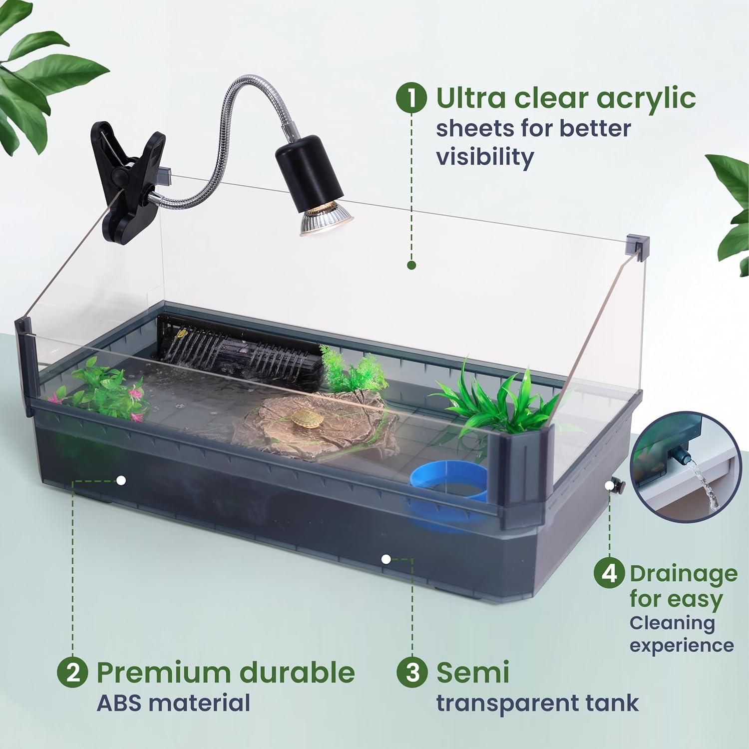 Kit Acuario Grande HYPESIDE para Tortugas - Completo 60x30x28cm