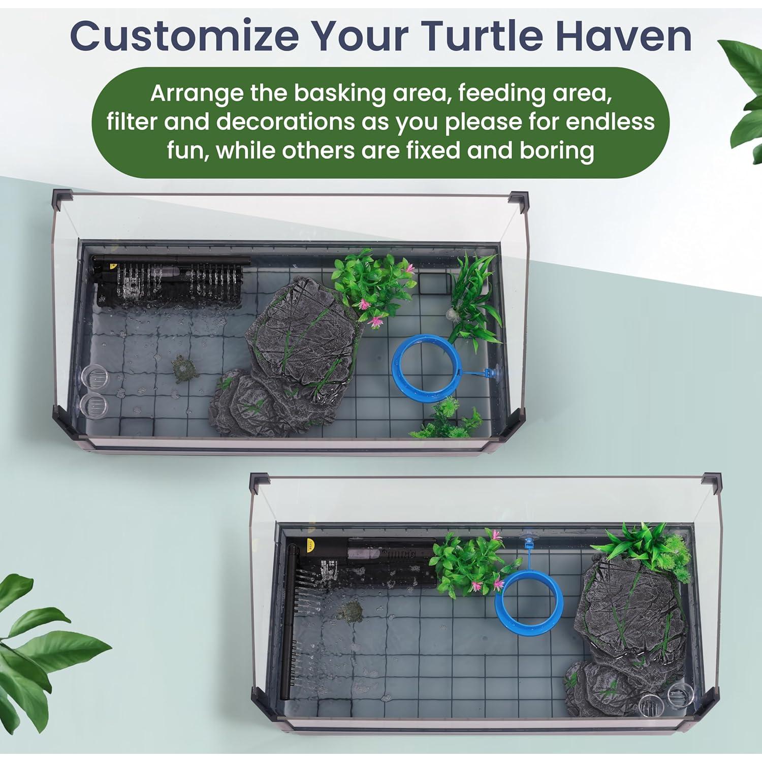 Kit Acuario Grande HYPESIDE para Tortugas - Completo 60x30x28cm