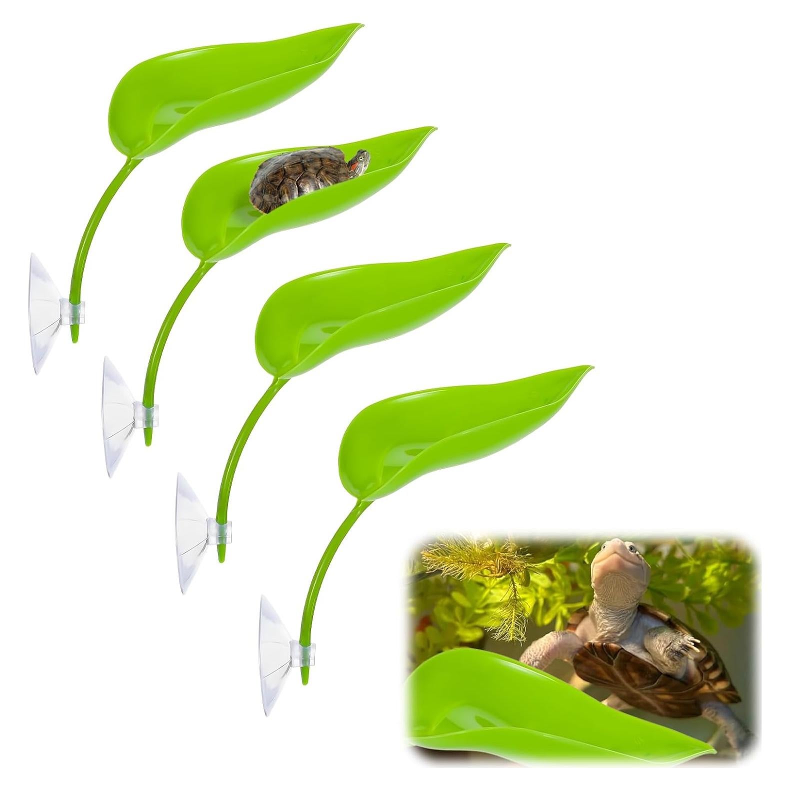 Plataforma de Sol para Tortugas LIN-YL 4 Piezas Verde Hoja
