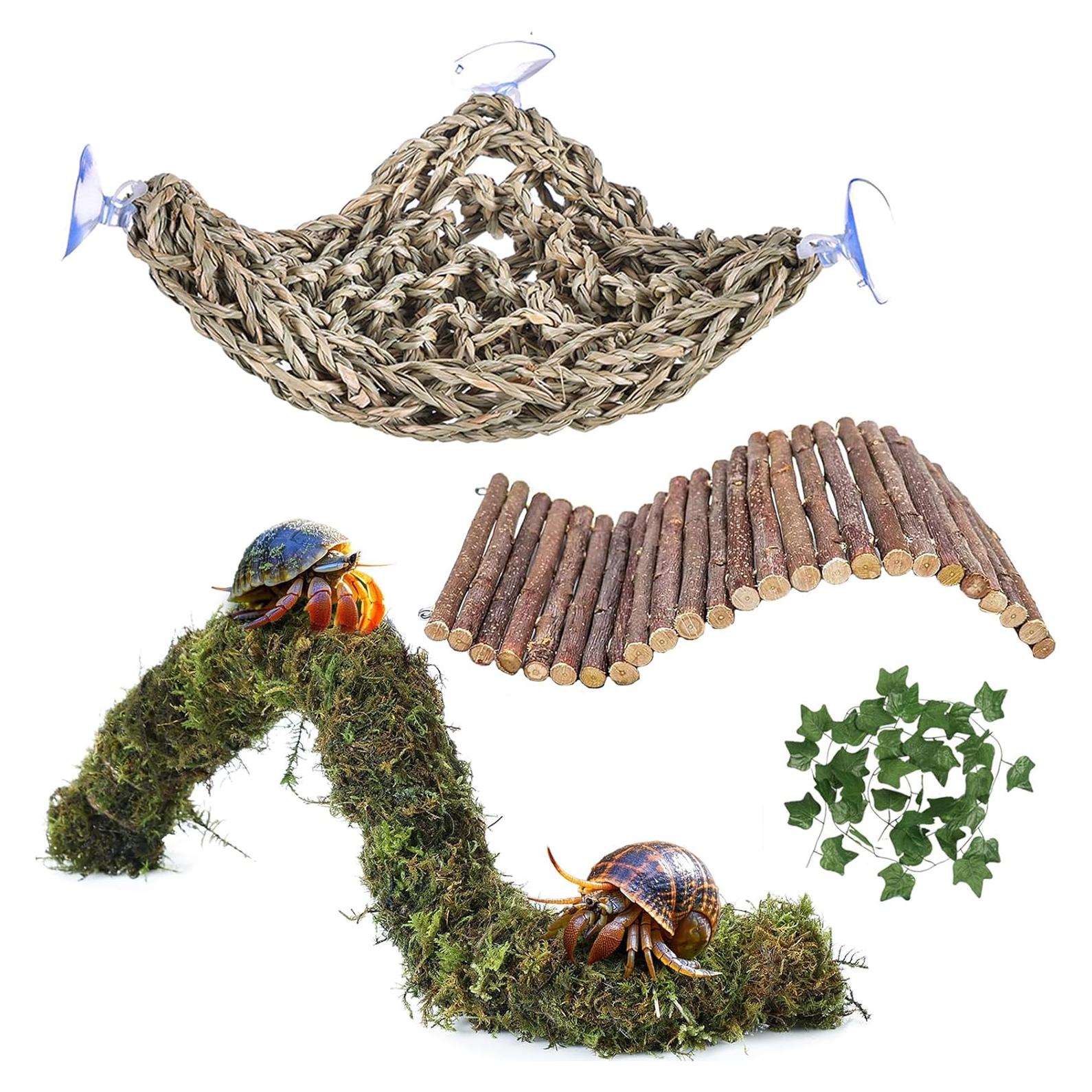 Accesorios para Cangrejo Ermitaño Grddaef - Hamaca, Puente y Vid