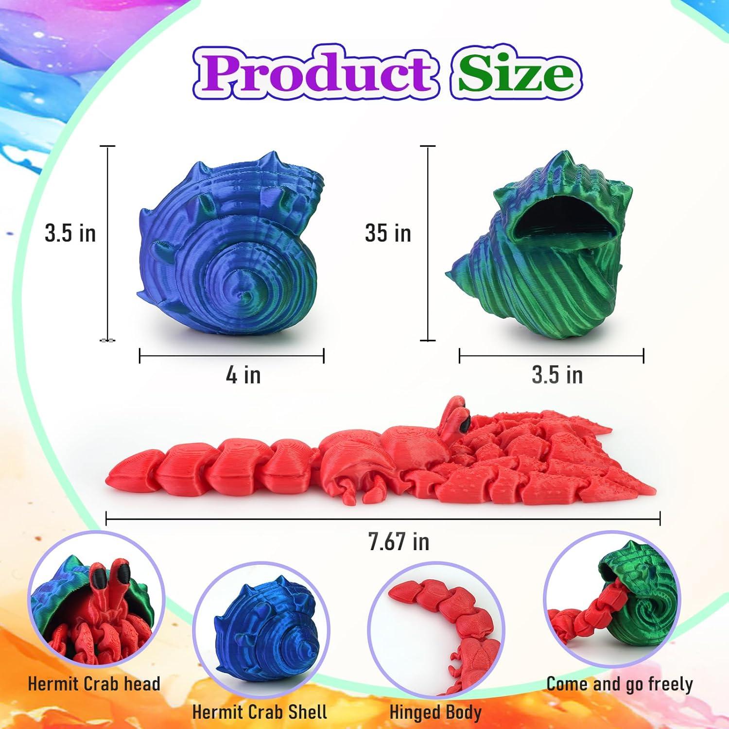 Cangrejo Ermitaño Impreso en 3D TiTiC Arcoíris Juguete Antiestrés