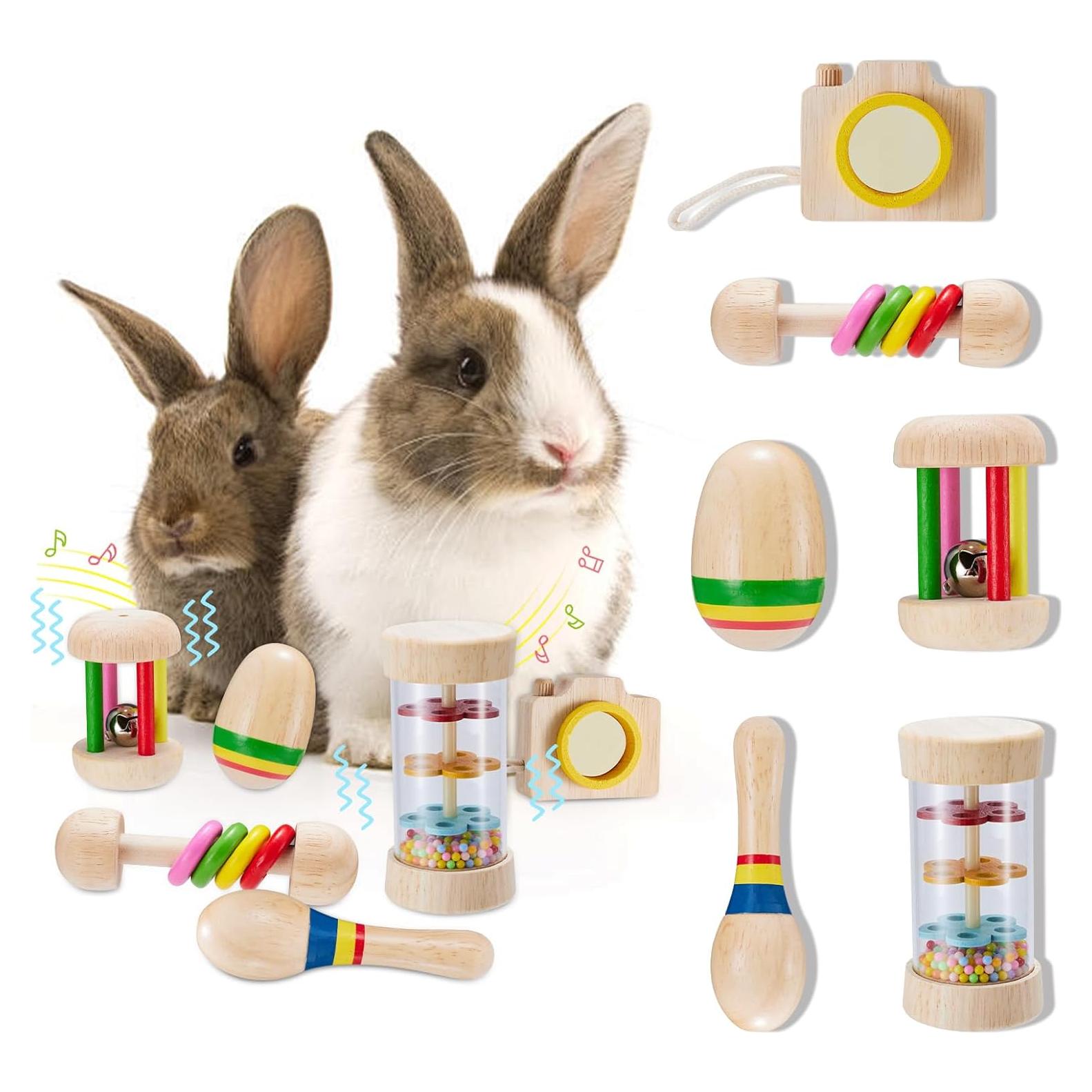 Juguetes de Madera para Conejos AOWPFVV - 6 Piezas Multicolor