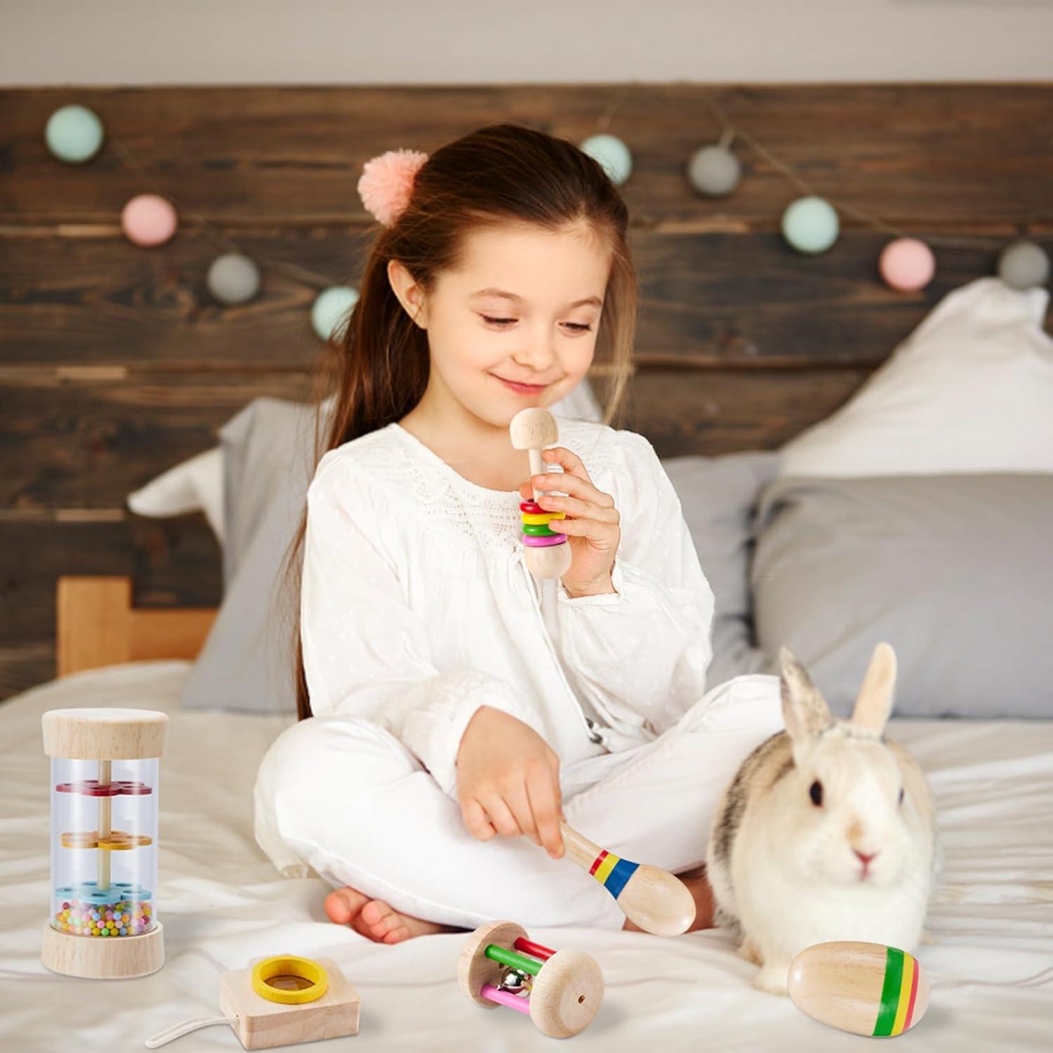 Juguetes de Madera para Conejos AOWPFVV - 6 Piezas Multicolor