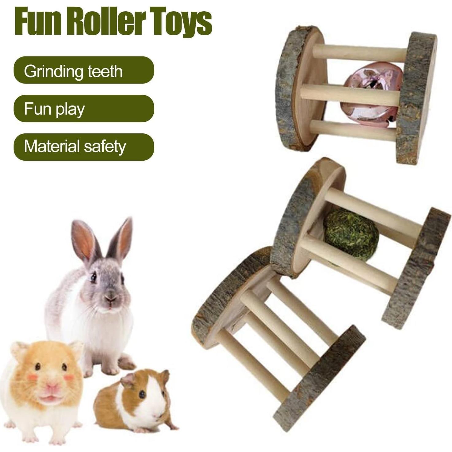 Juguete Masticable de Madera Natural Bwexxt para Hámster y Conejo