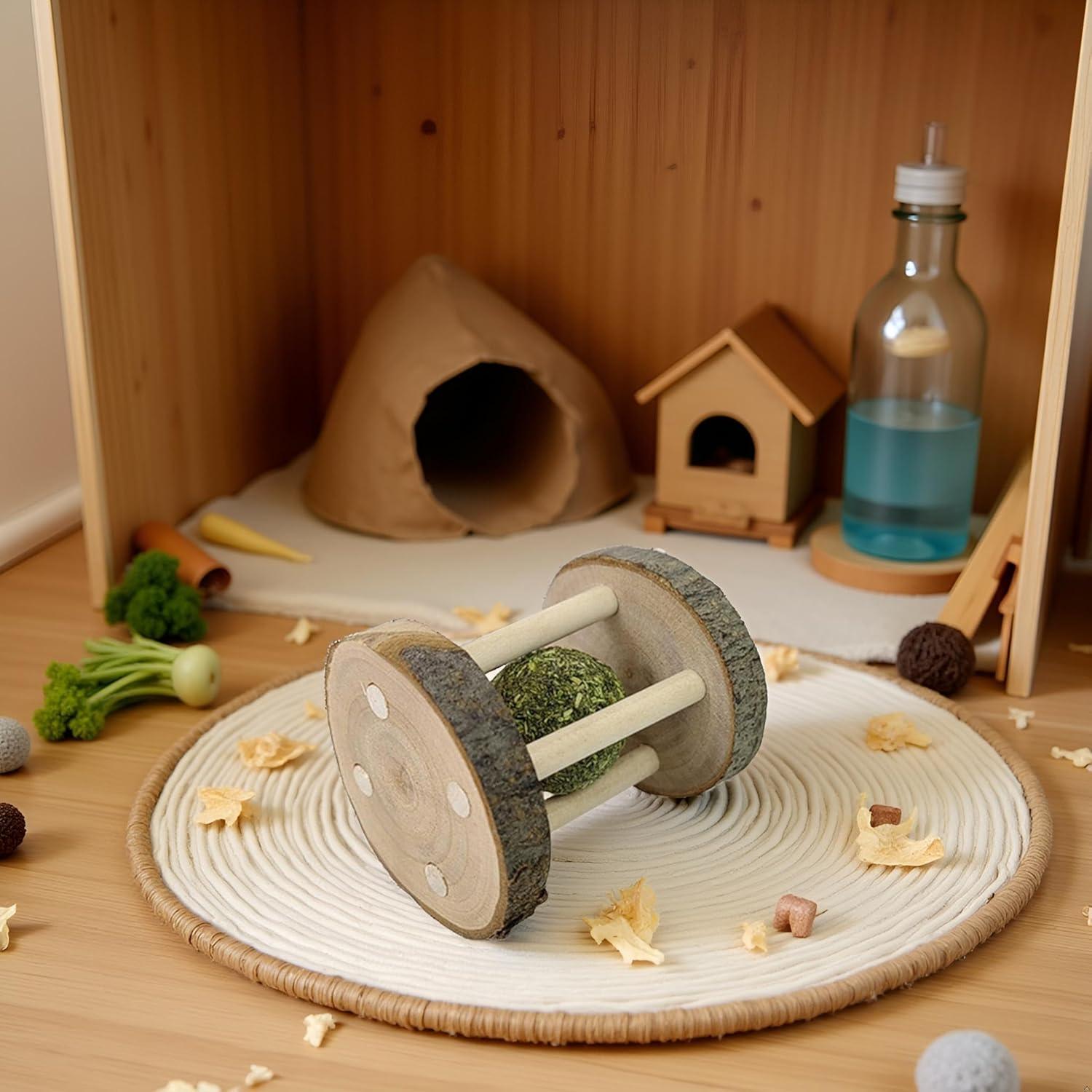 Juguete Masticable de Madera Natural Bwexxt para Hámster y Conejo