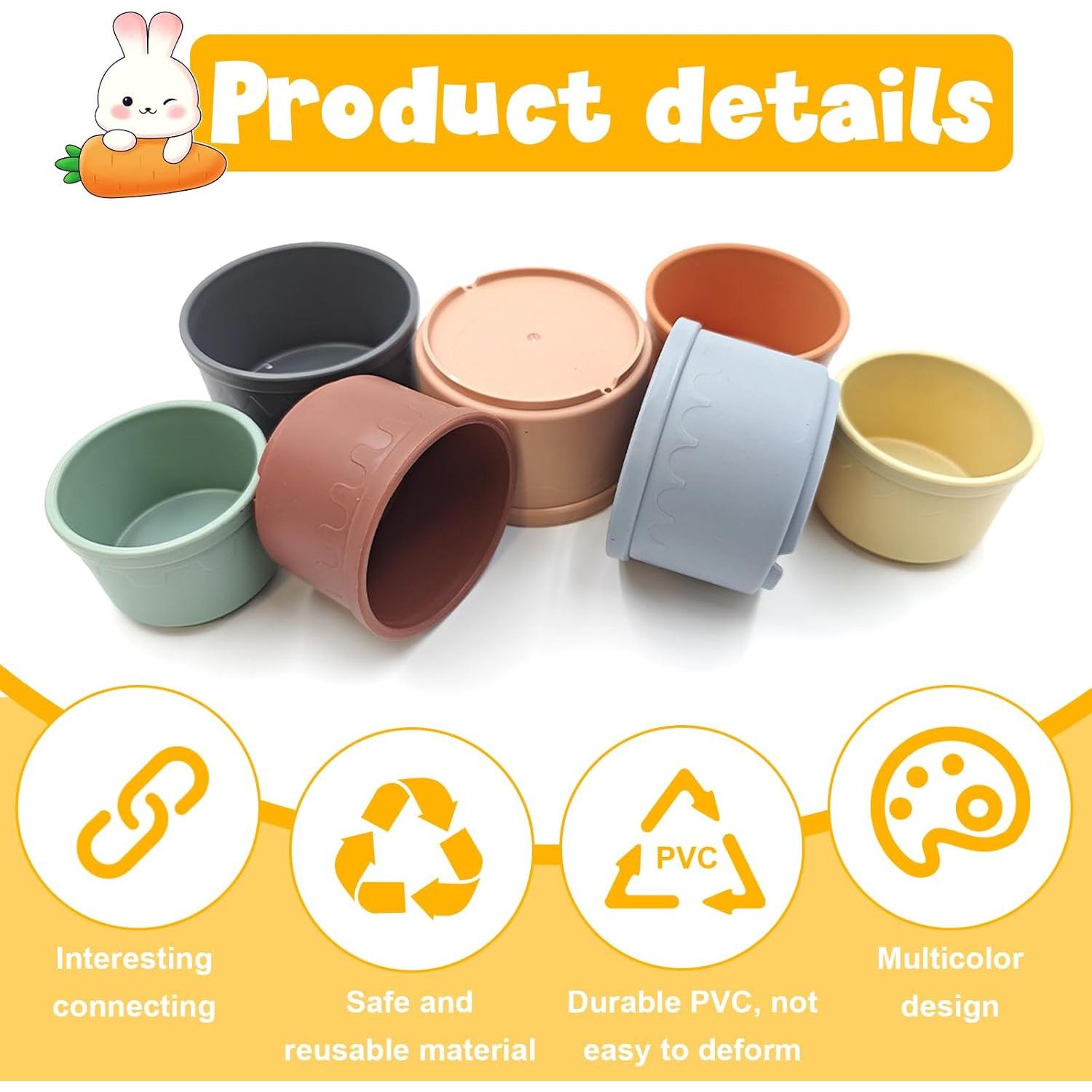 8 Tazas Apilables para Conejos Starfa Lab - Juguetes Coloridos