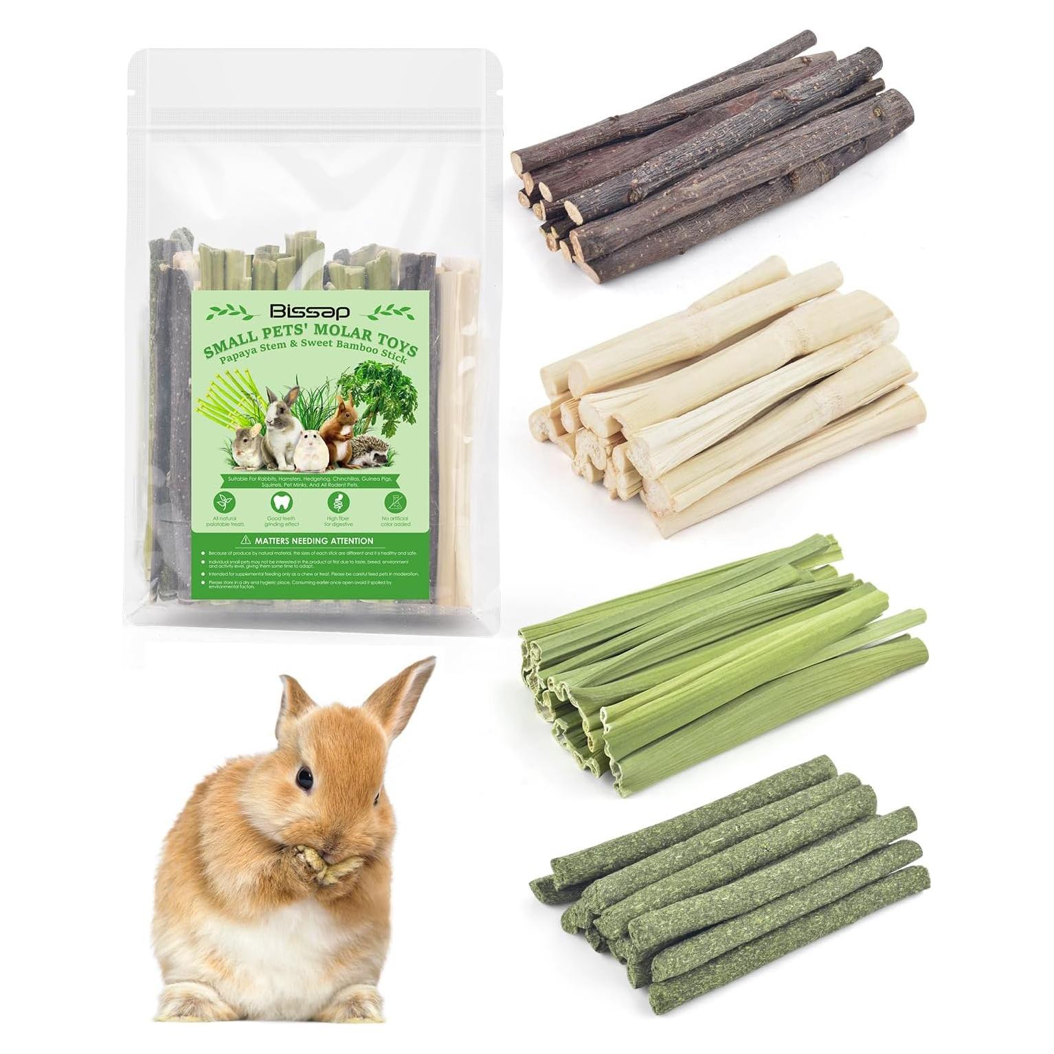 Palitos Masticables Naturales Bissap para Conejos y Roedores 60 PCS