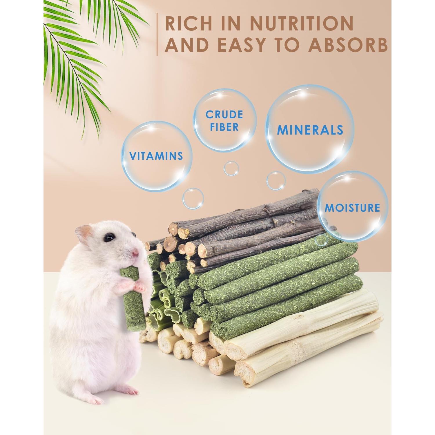 Palitos Masticables Naturales Bissap para Conejos y Roedores 60 PCS