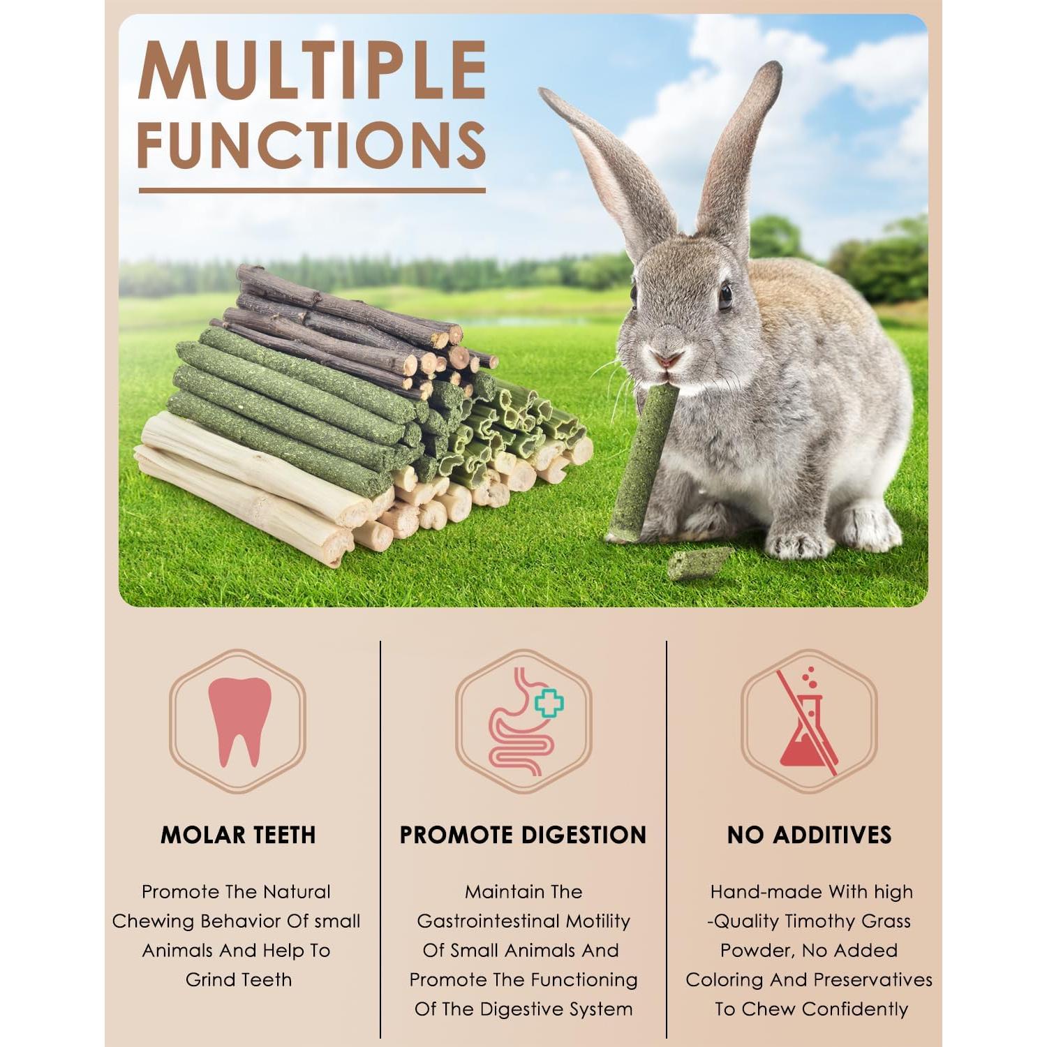 Palitos Masticables Naturales Bissap para Conejos y Roedores 60 PCS