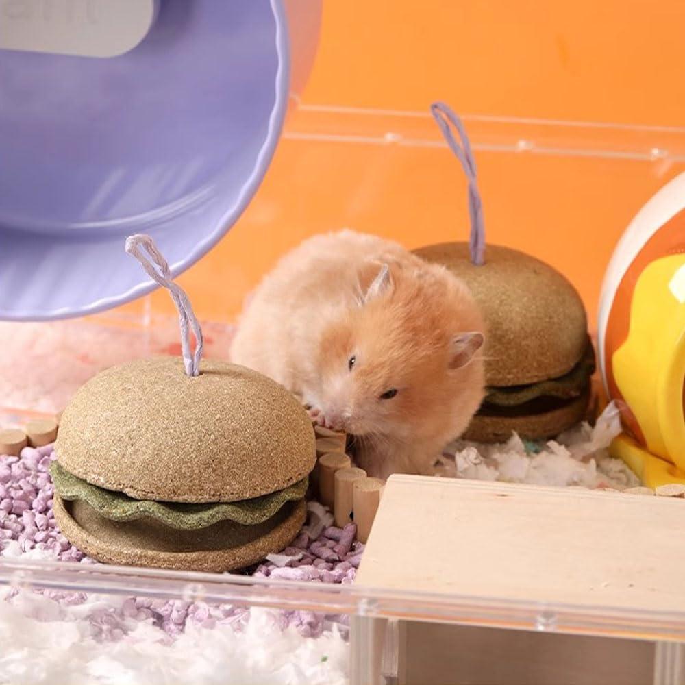 Juguete para hámster hamburguesa Dbeans con heno Timothy