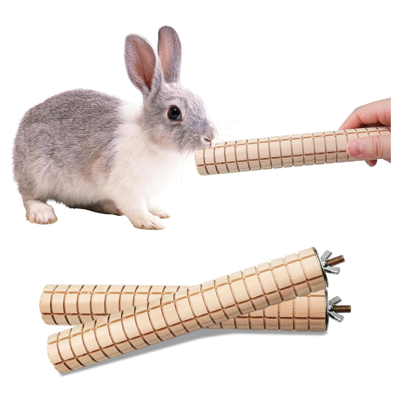 Juguetes de Madera para Roer MinrzPet - 2 Paquete para Cobayas y Conejos