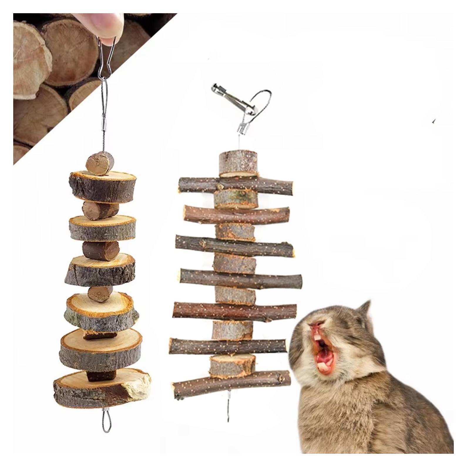 Juguetes de Masticar para Conejos VYNFLICK - 2 Piezas de Madera de Manzana