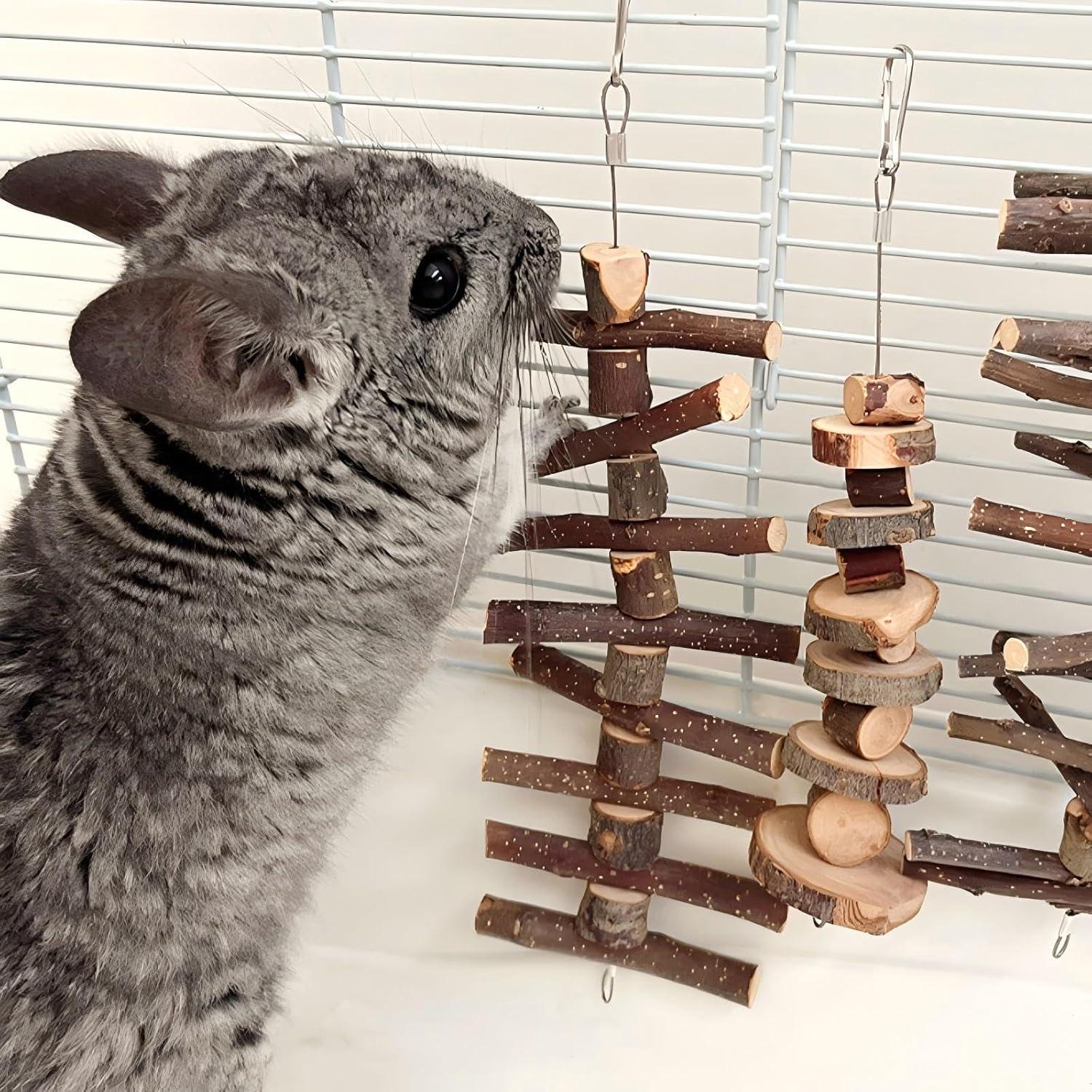 Juguetes de Masticar para Conejos VYNFLICK - 2 Piezas de Madera de Manzana