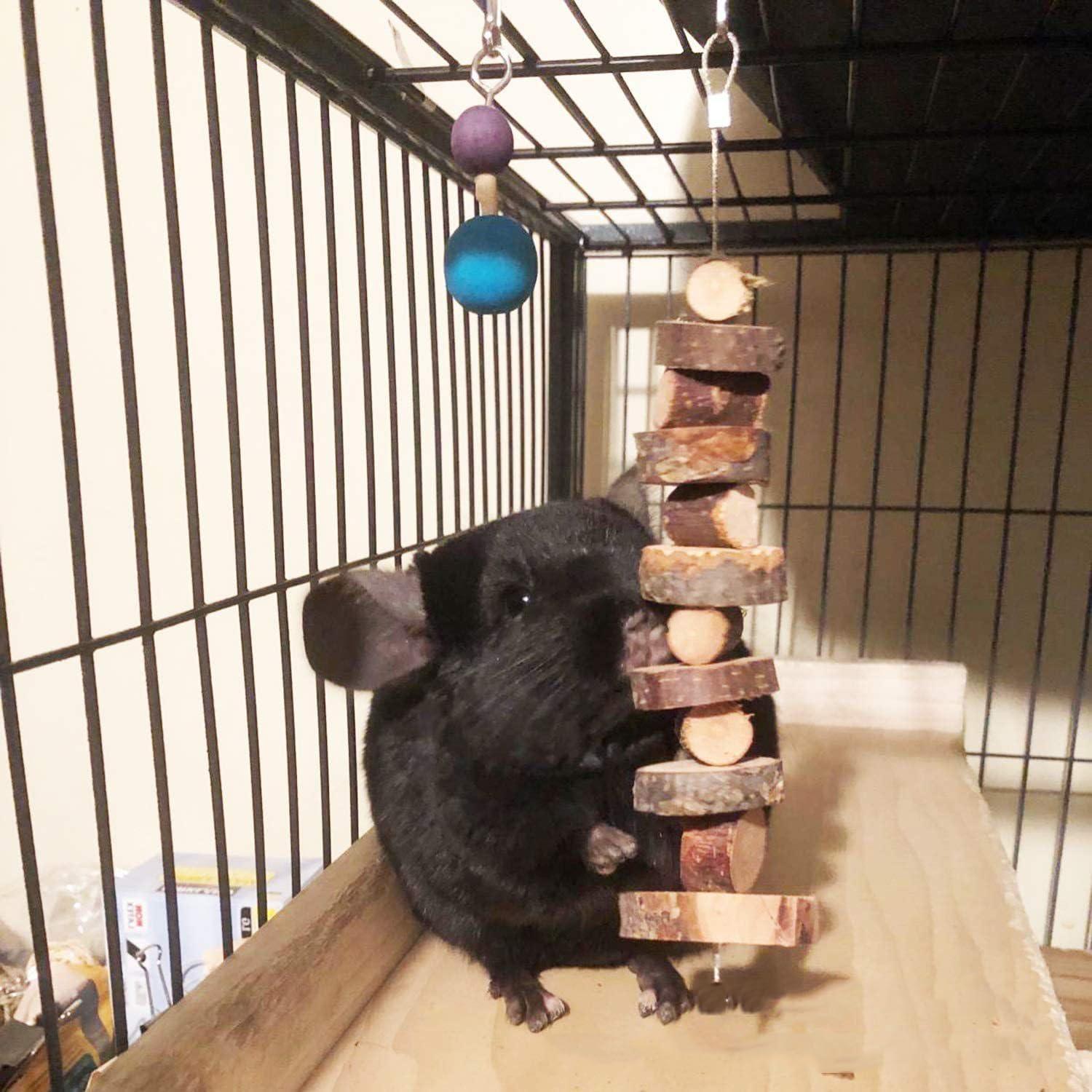 Juguetes de Masticar para Conejos VYNFLICK - 2 Piezas de Madera de Manzana