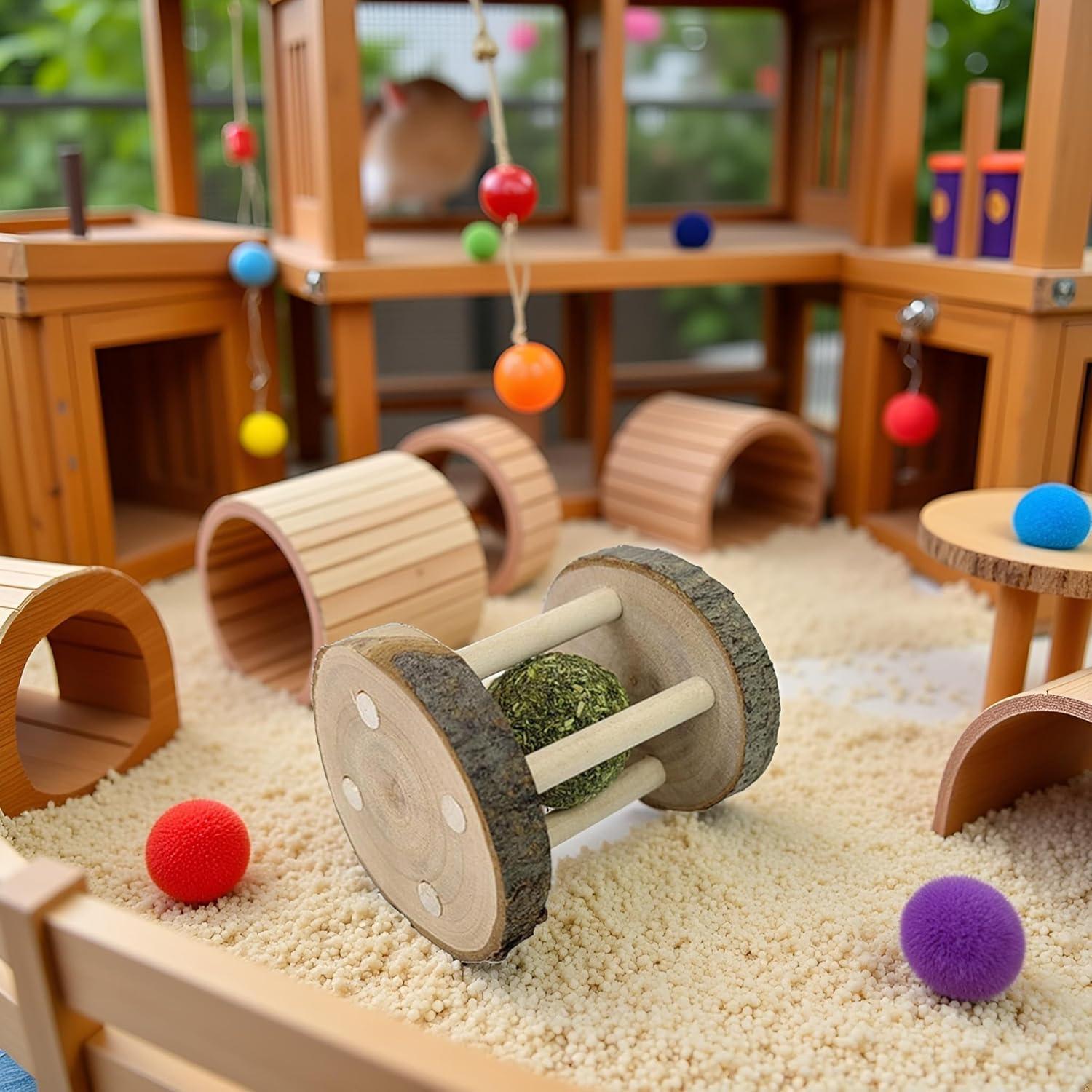 Juguete Masticable de Madera Natural para Hámster y Conejo