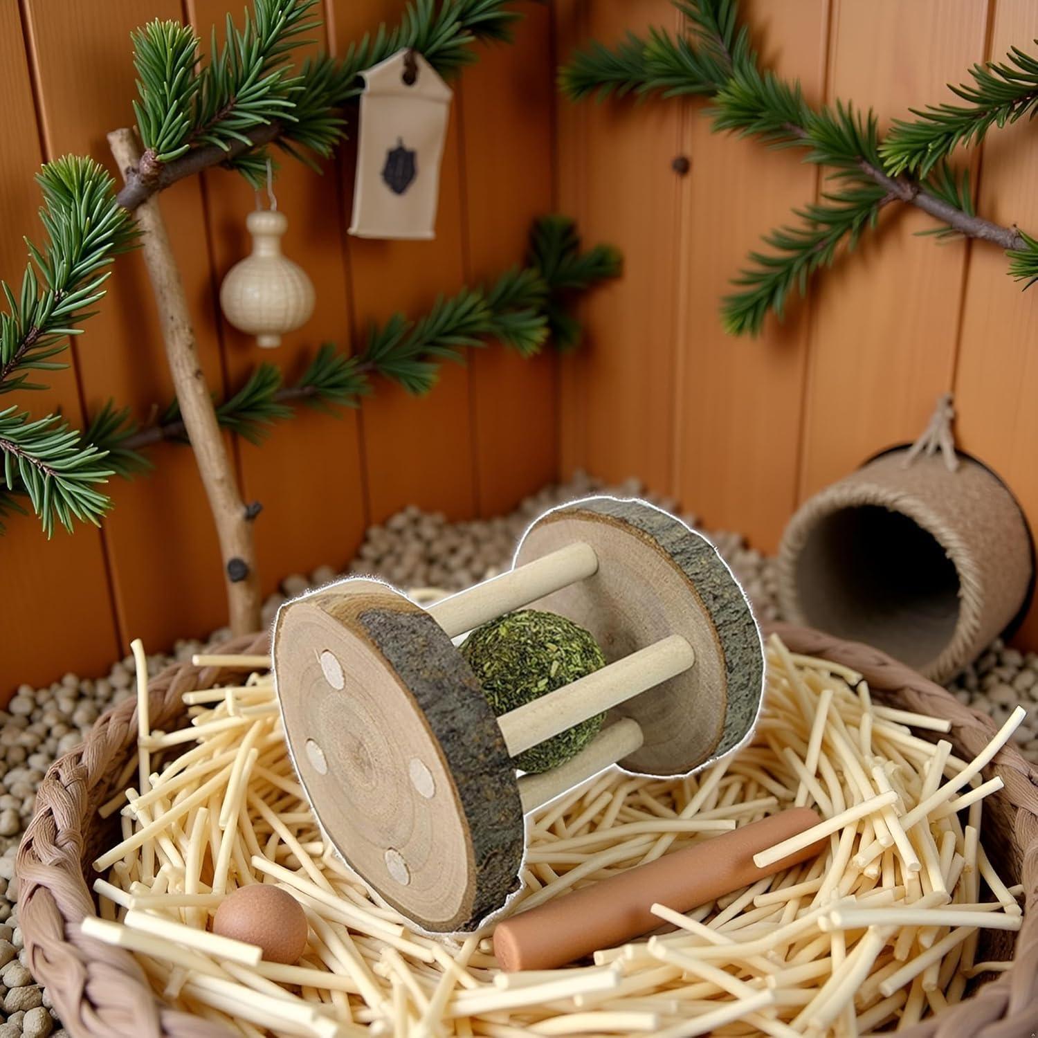 Juguete Masticable de Madera Natural para Hámster y Conejo