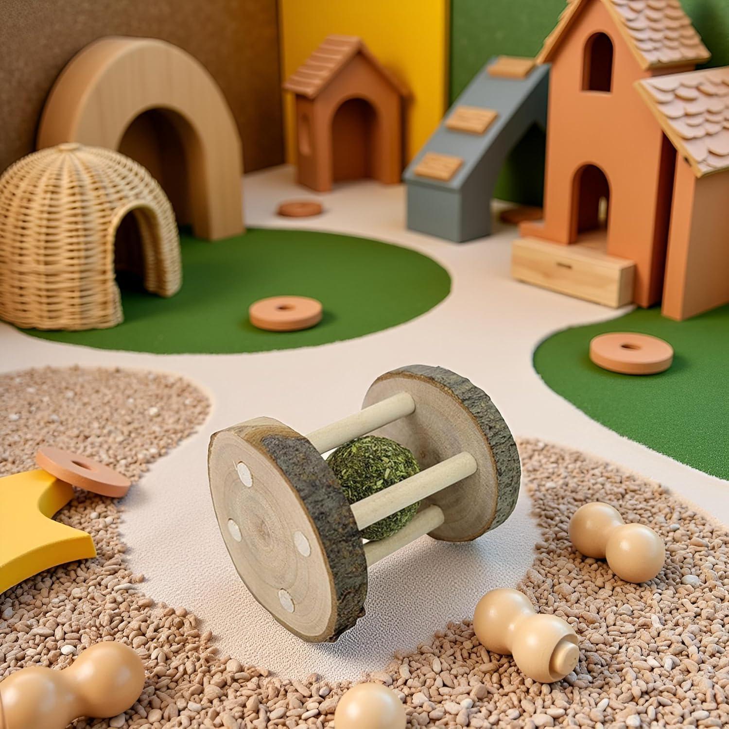 Juguete Masticable de Madera Natural para Hámster y Conejo