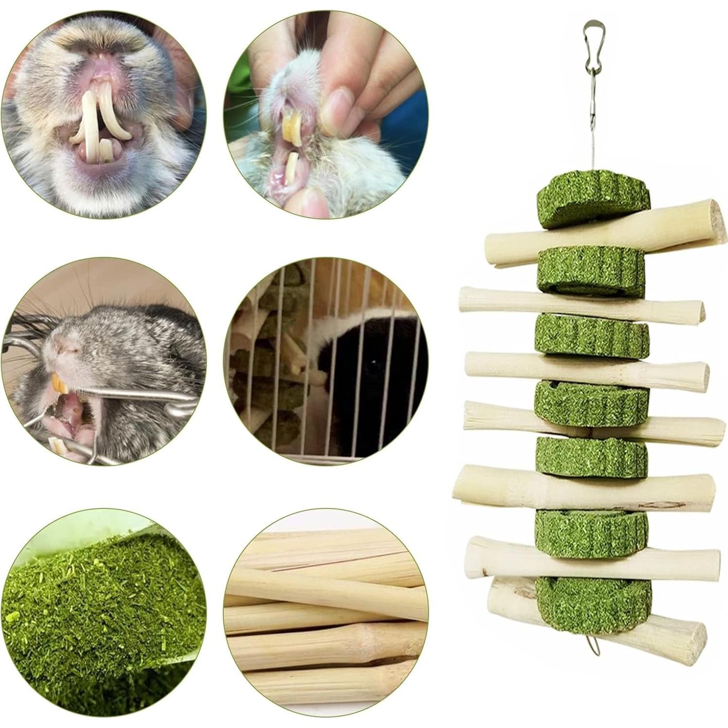 Juguetes de Masticar para Conejos y Hámsters Kathson - 2 Piezas de Bambú Natural