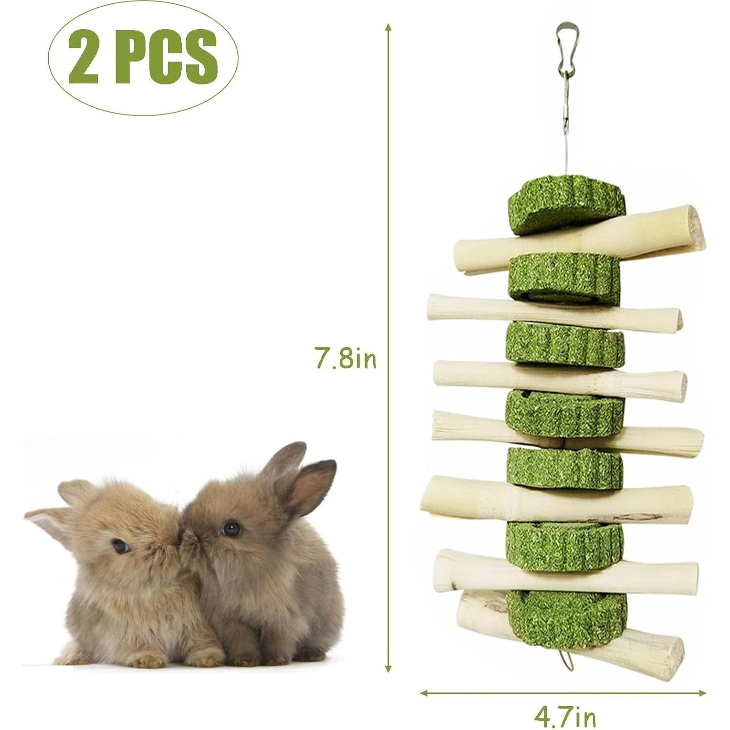 Juguetes de Masticar para Conejos y Hámsters Kathson - 2 Piezas de Bambú Natural