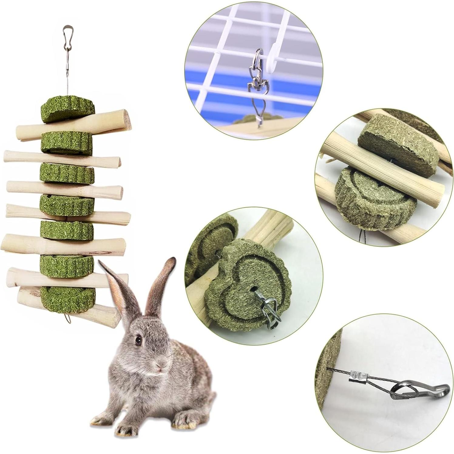 Juguetes de Masticar para Conejos y Hámsters Kathson - 2 Piezas de Bambú Natural