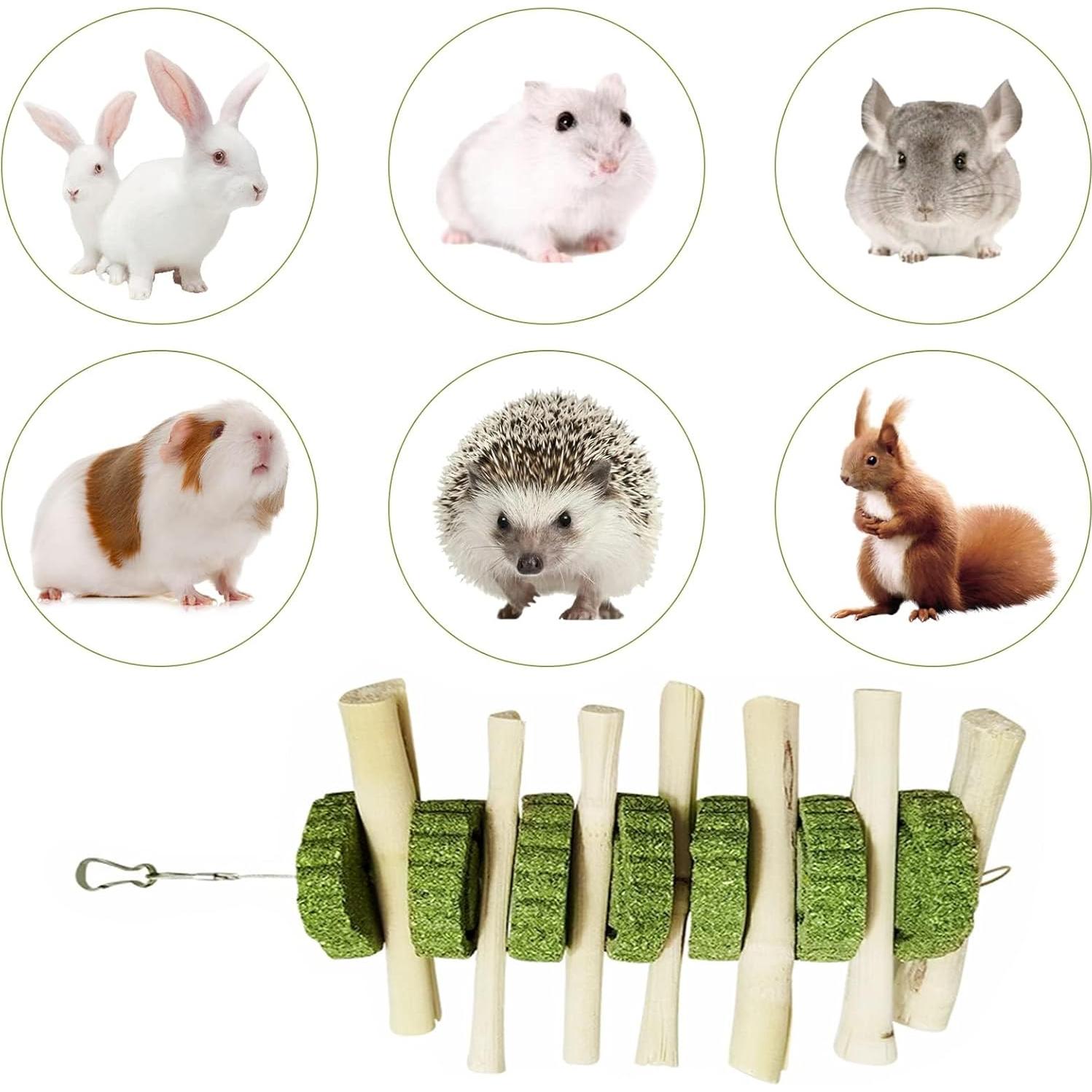 Juguetes de Masticar para Conejos y Hámsters Kathson - 2 Piezas de Bambú Natural