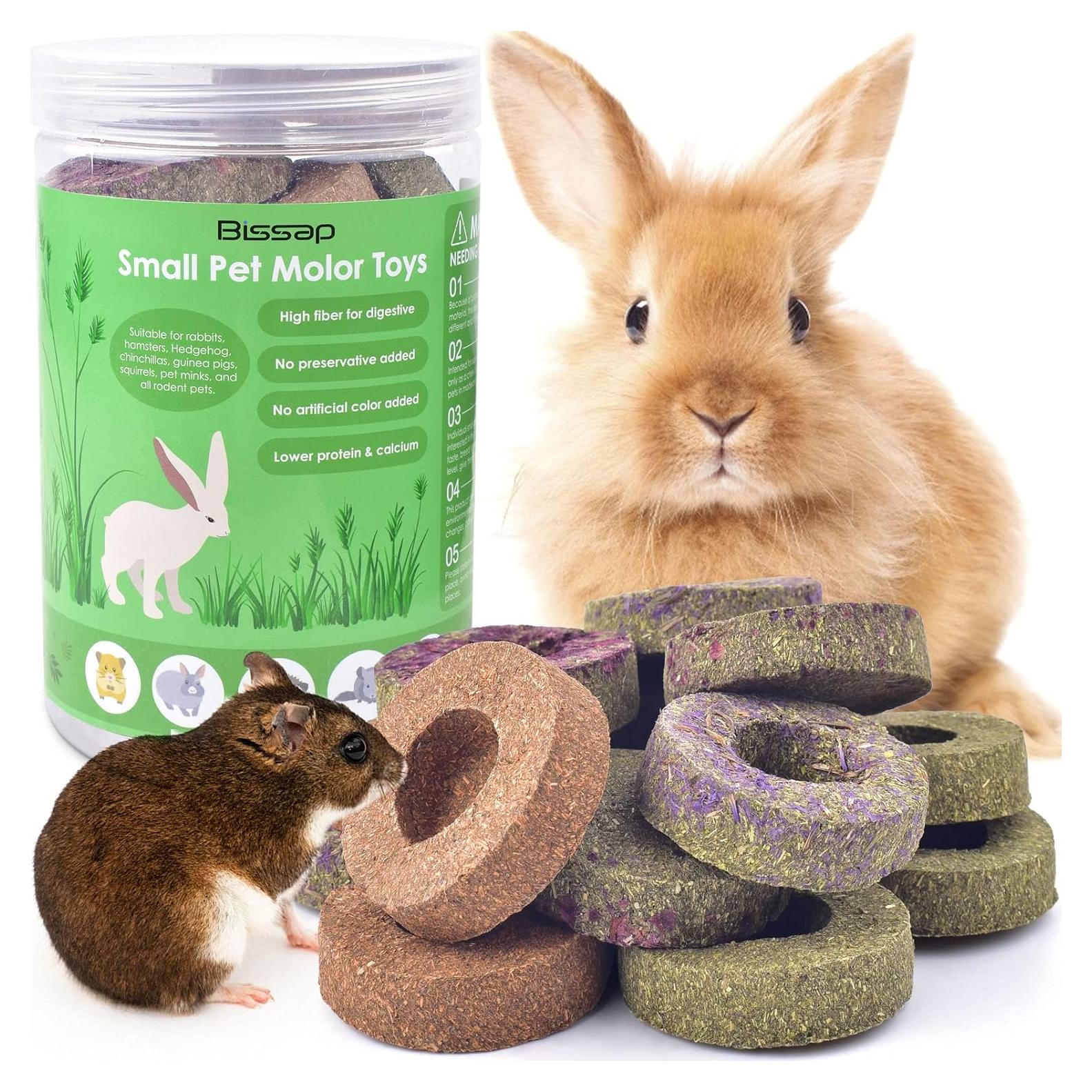 Bissap Juguetes para Roer Conejo 16PCS Pasto Timothy 280g