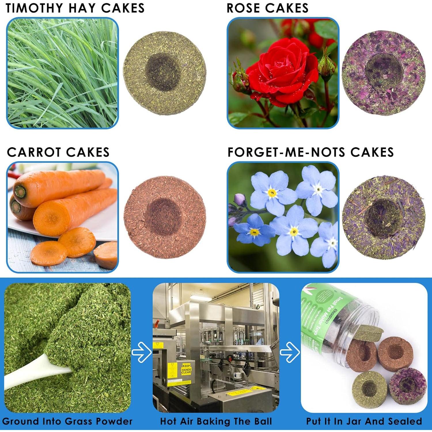 Bissap Juguetes para Roer Conejo 16PCS Pasto Timothy 280g