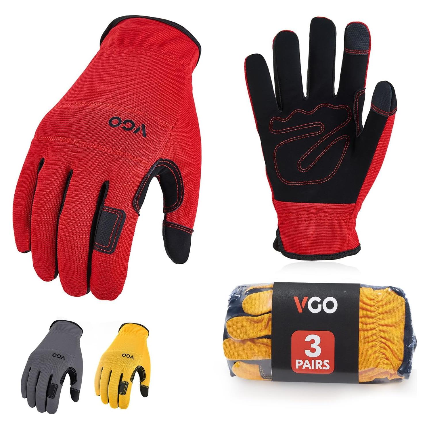Guantes de Trabajo Vgo de Cuero Sintético 3 Pares Talla XL
