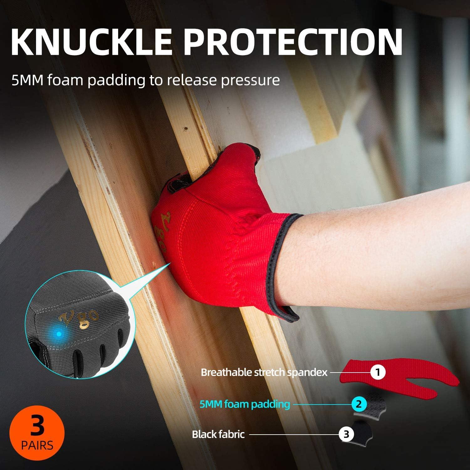 Guantes de Trabajo Vgo de Cuero Sintético 3 Pares Talla XL