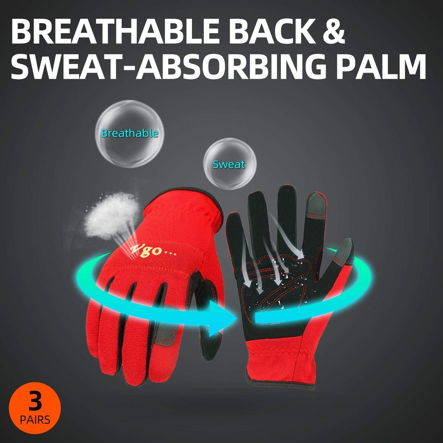 Guantes de Trabajo Vgo de Cuero Sintético 3 Pares Talla XL