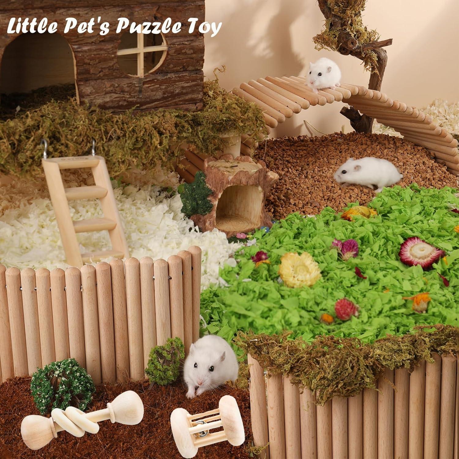 KABASI Juguetes de Madera para Conejos y Hámsters - 3 Piezas