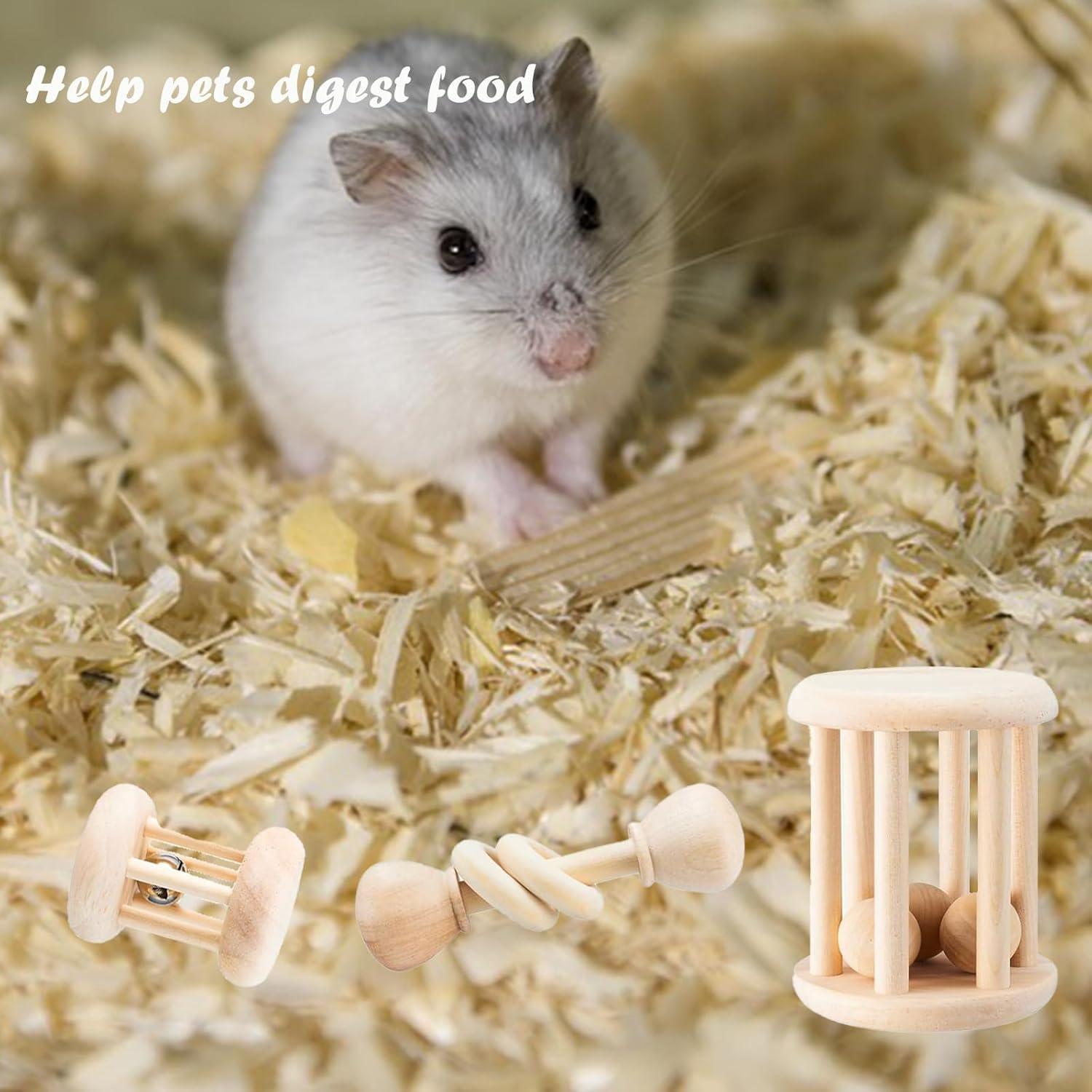 KABASI Juguetes de Madera para Conejos y Hámsters - 3 Piezas