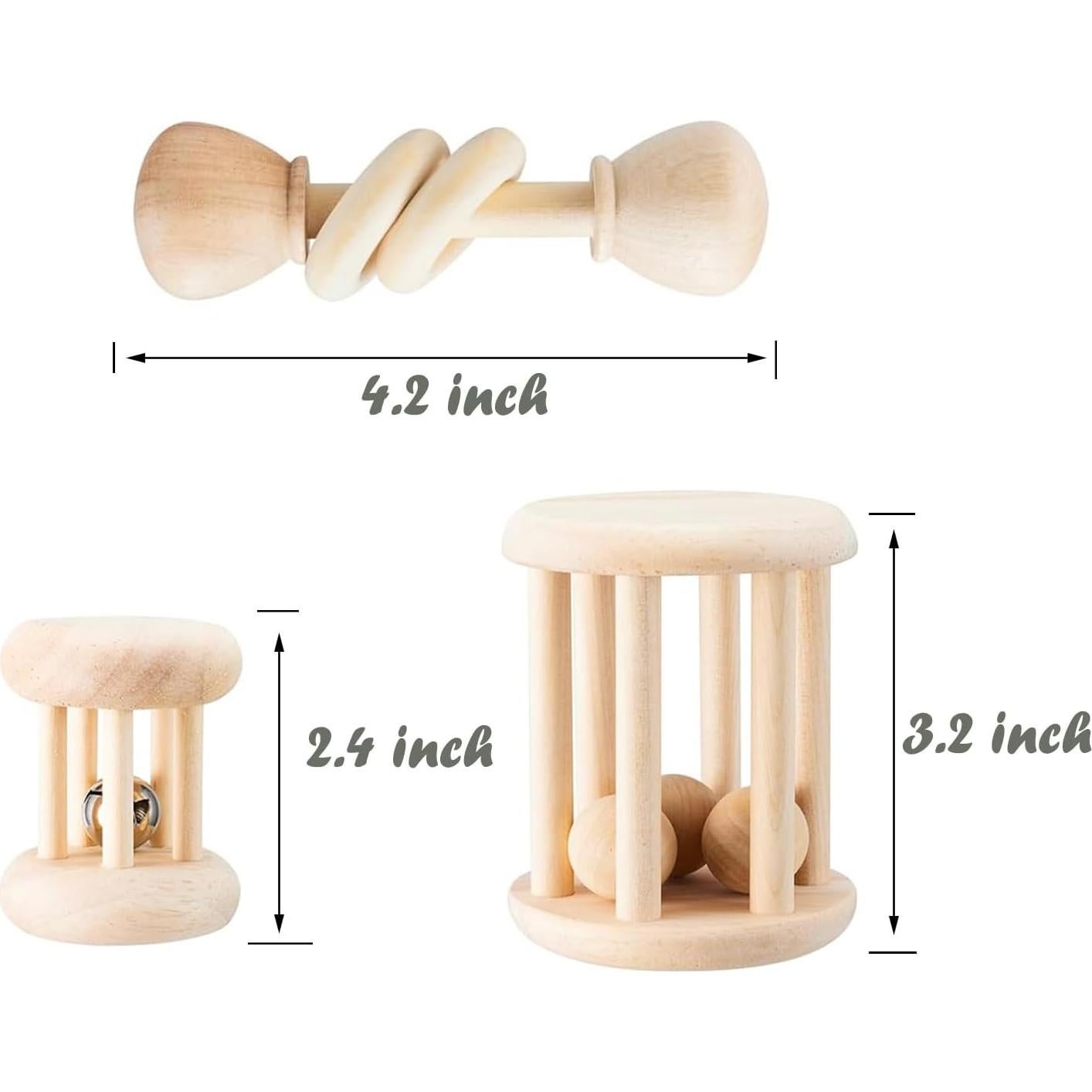 KABASI Juguetes de Madera para Conejos y Hámsters - 3 Piezas