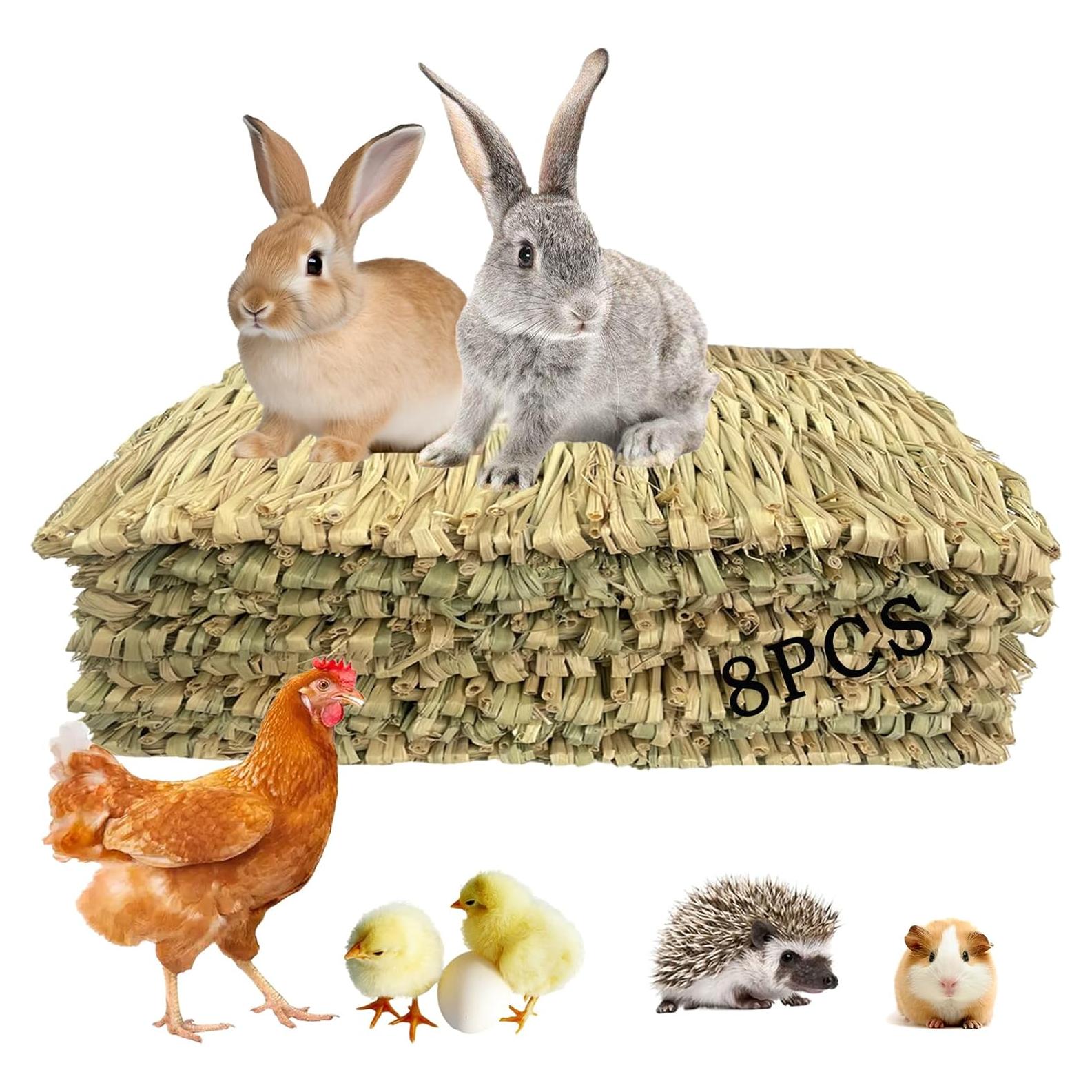 Alfombra de Hierba Natural MUYG para Conejos y Mascotas - 8 PCS