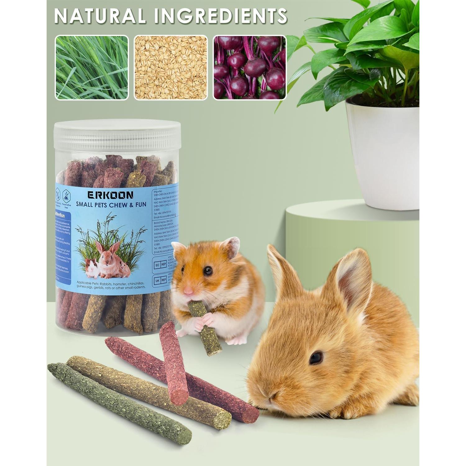 ERKOON 38 Piezas Palitos de Heno Timothy para Roedores