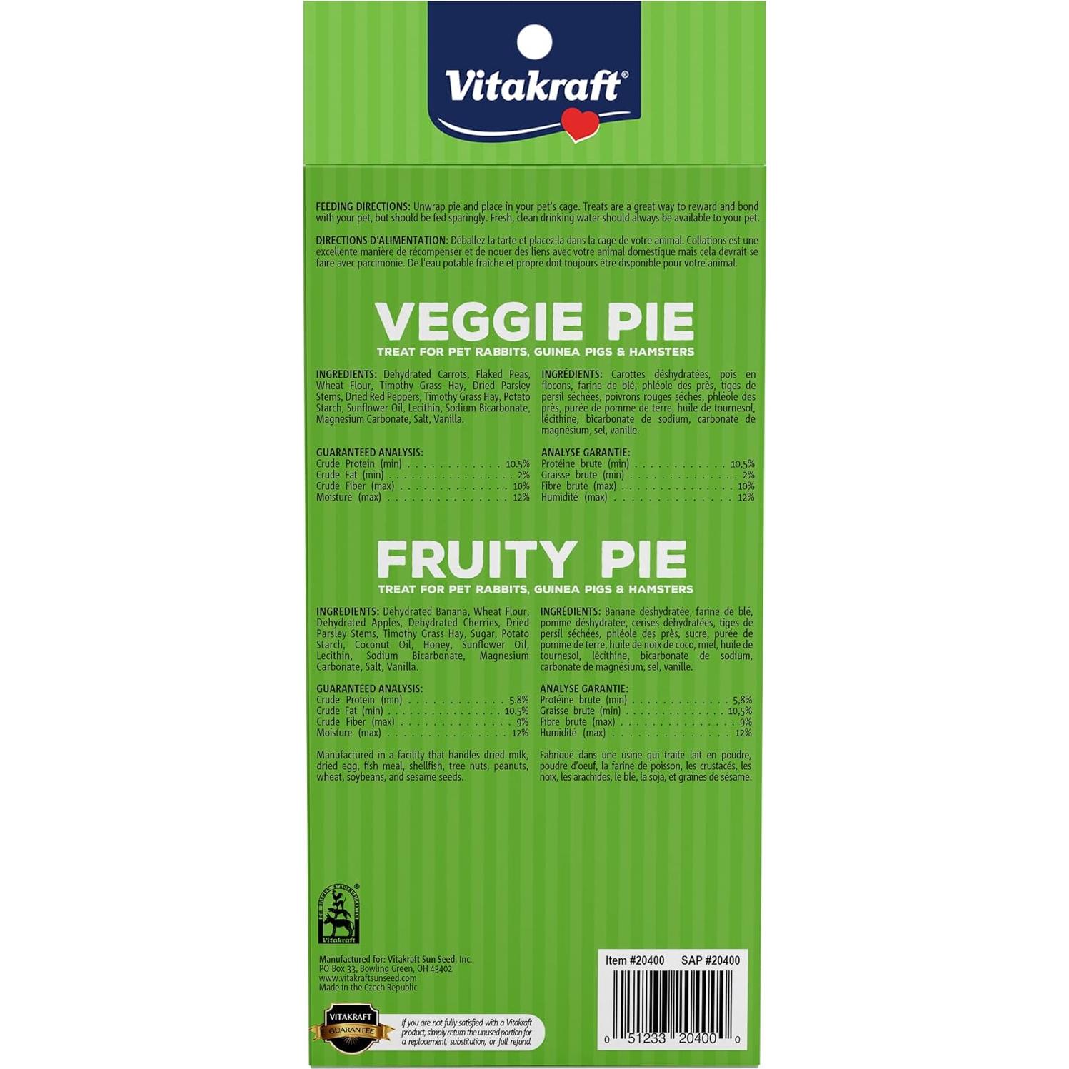 Golosina Vitakraft Veggie & Fruity Pie para Conejos y Hámsters