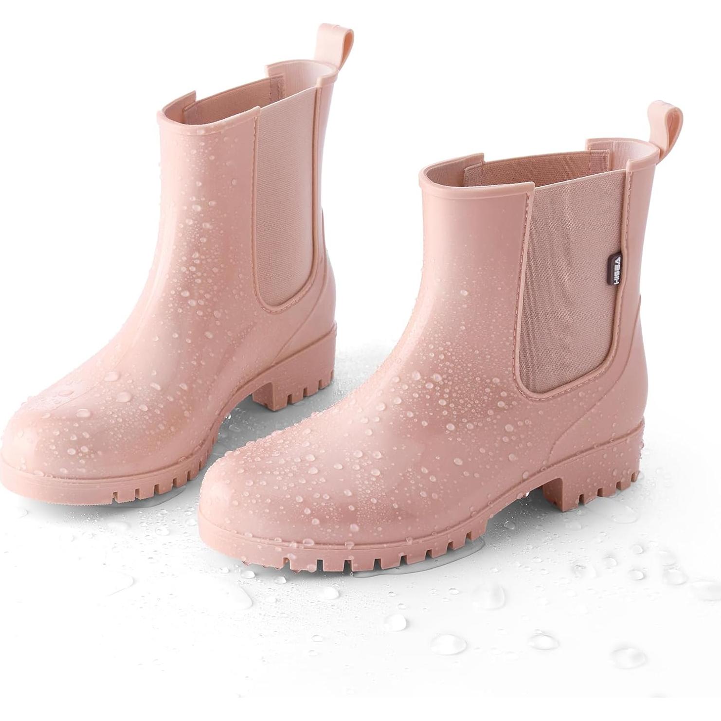 Botas de Lluvia HISEA para Mujeres Rosa 11 Antideslizantes