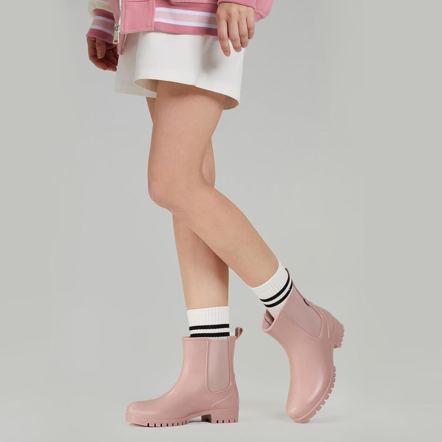 Botas de Lluvia HISEA para Mujeres Rosa 11 Antideslizantes