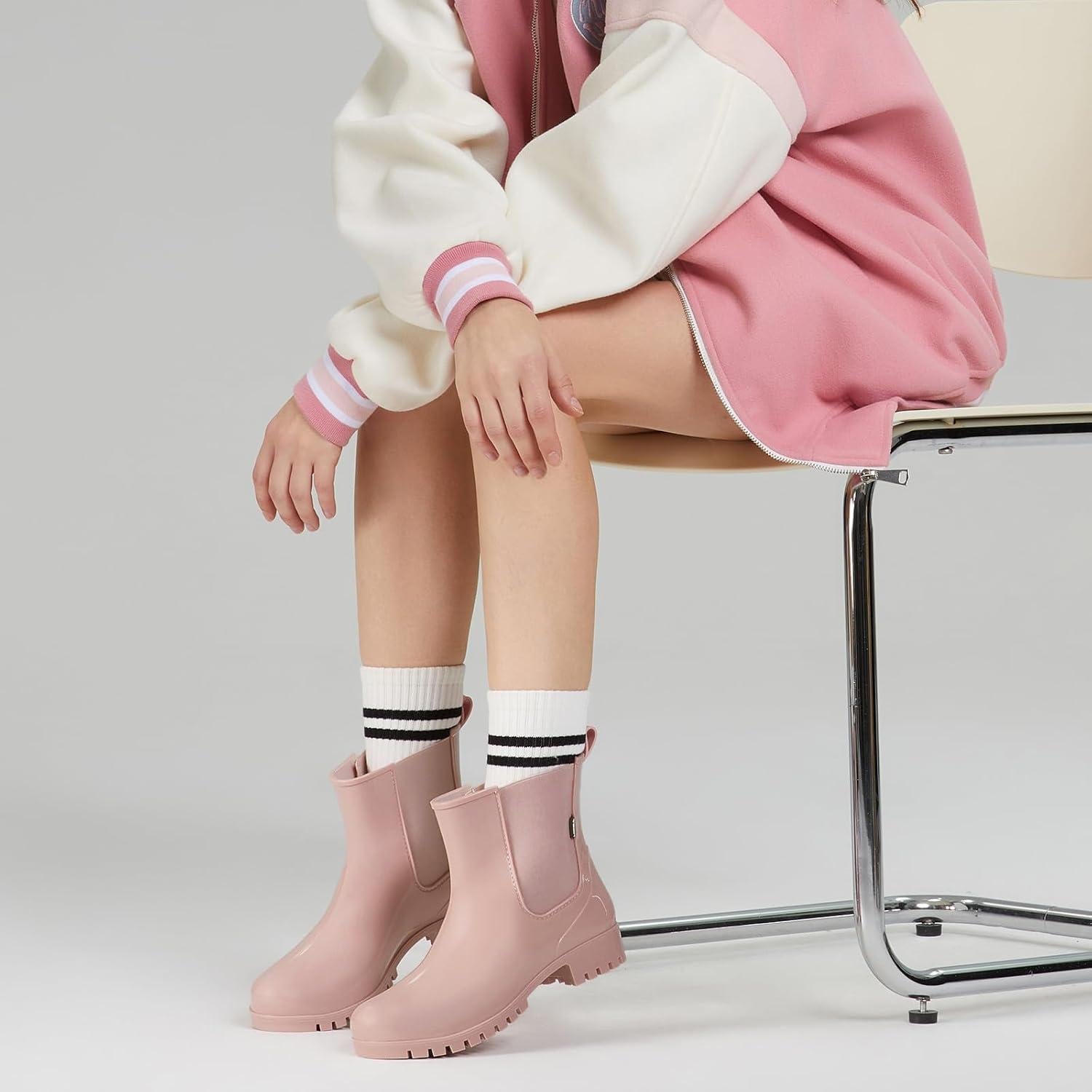 Botas de Lluvia HISEA para Mujeres Rosa 11 Antideslizantes