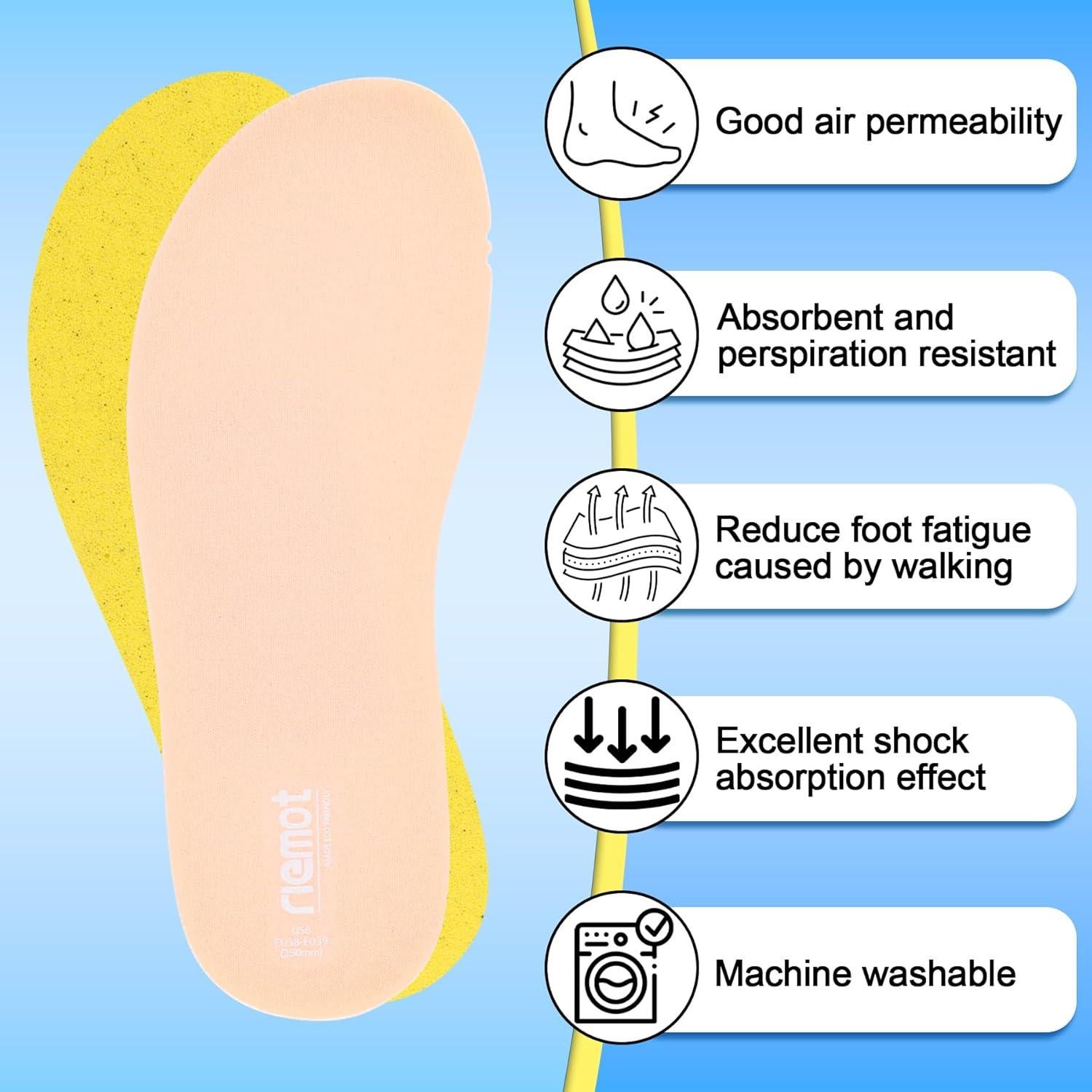 Plantillas para Zuecos Riemot 2 Pares Espuma Viscoelástica Rosa