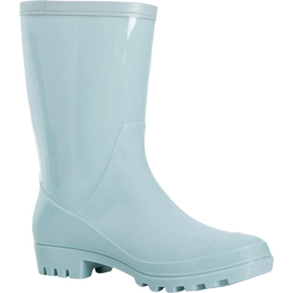 Botas de lluvia Fubotao para mujer, media pantorrilla, azul