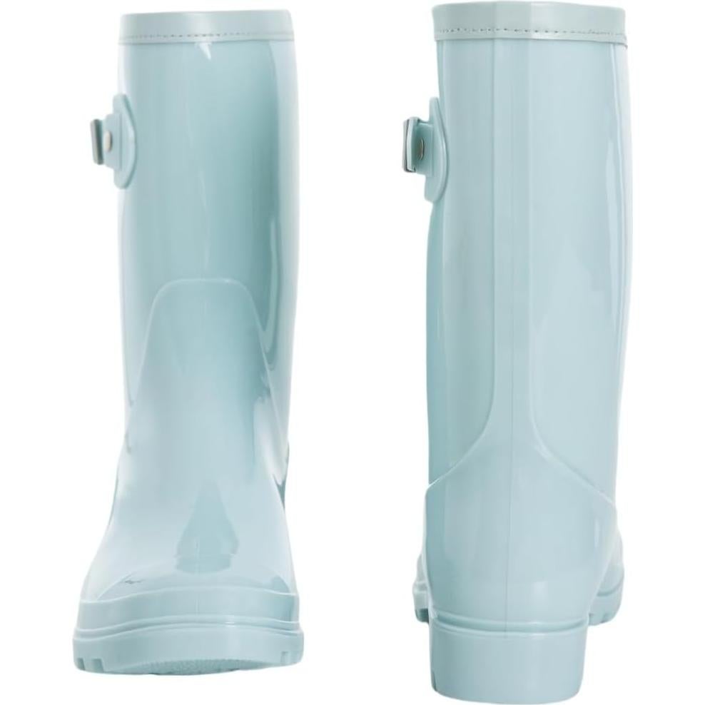 Botas de lluvia Fubotao para mujer, media pantorrilla, azul