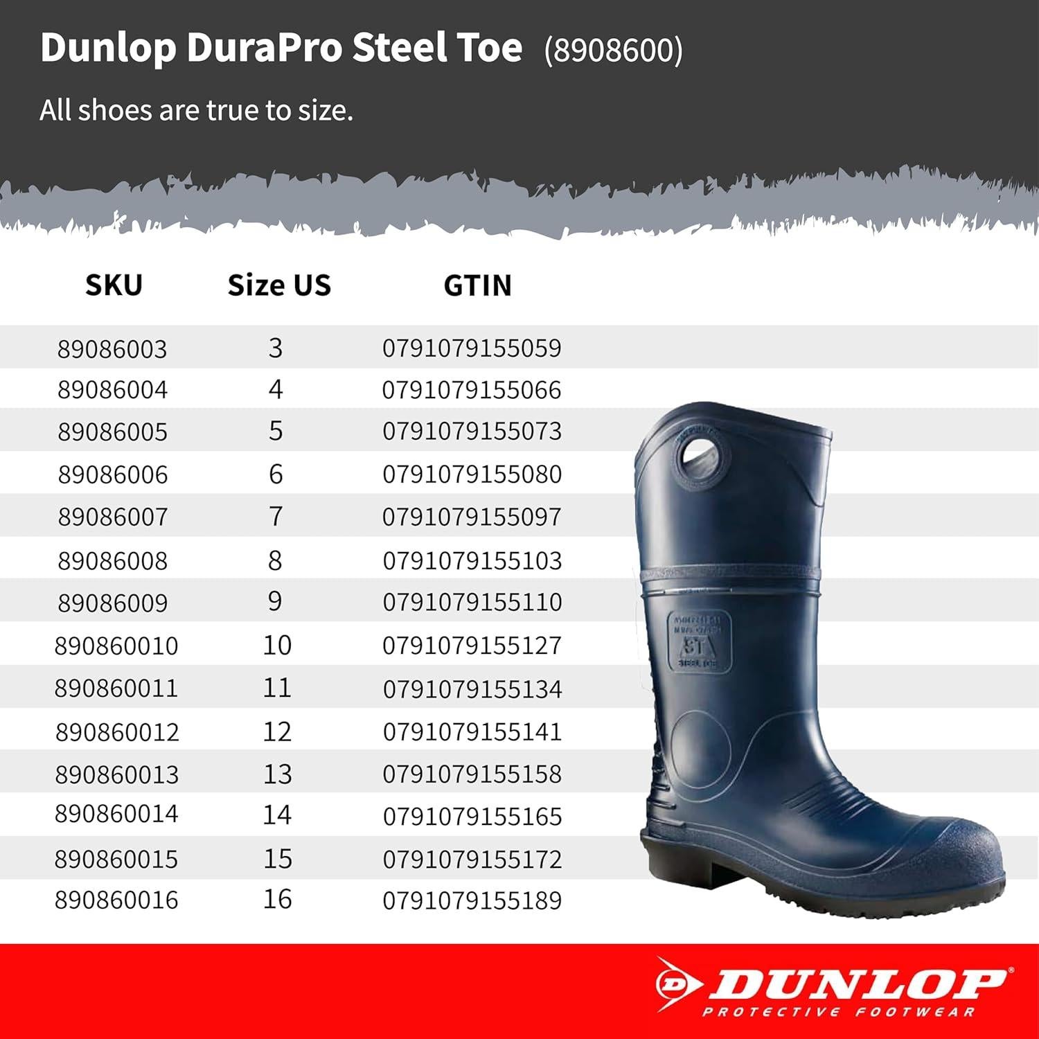 Botas de Seguridad Dunlop Durapro Punta de Acero 10 US