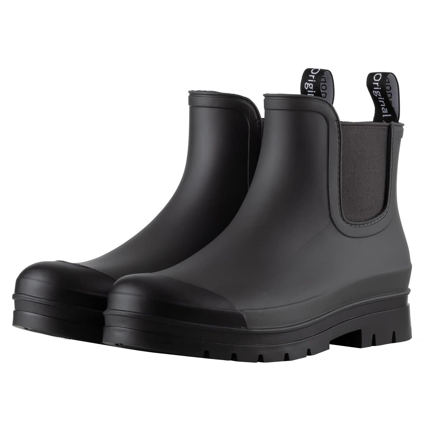 Botas de Lluvia Planone Mujeres 9 Ancho Gris Oscuro/Negro