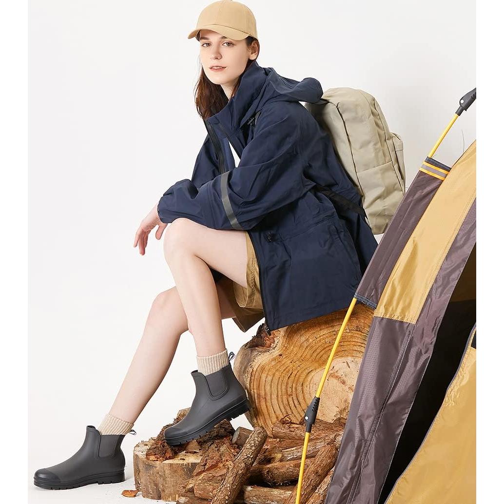 Botas de Lluvia Planone Mujeres 9 Ancho Gris Oscuro/Negro