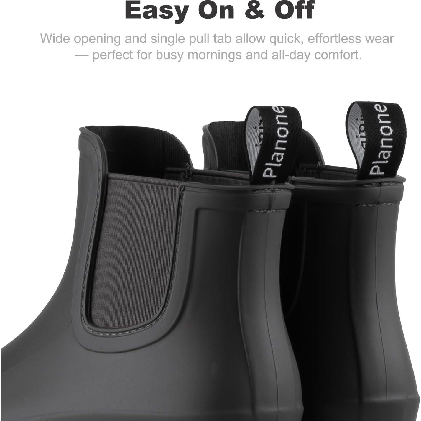 Botas de Lluvia Planone Mujeres 9 Ancho Gris Oscuro/Negro